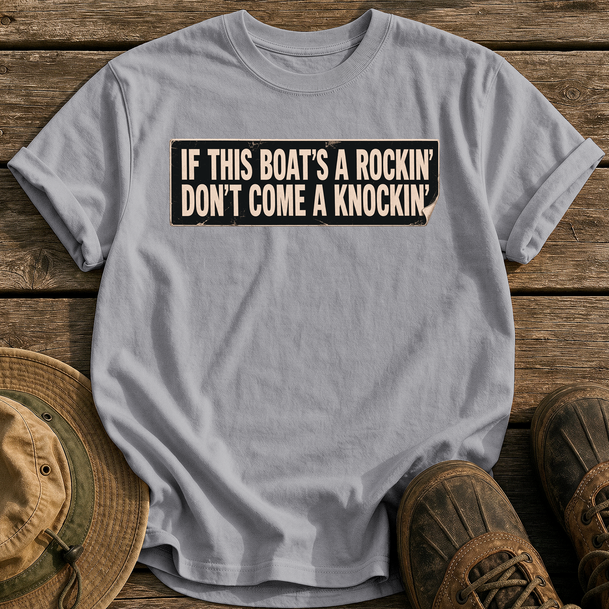 If This Boat's a Rockin' tee - Grey - front