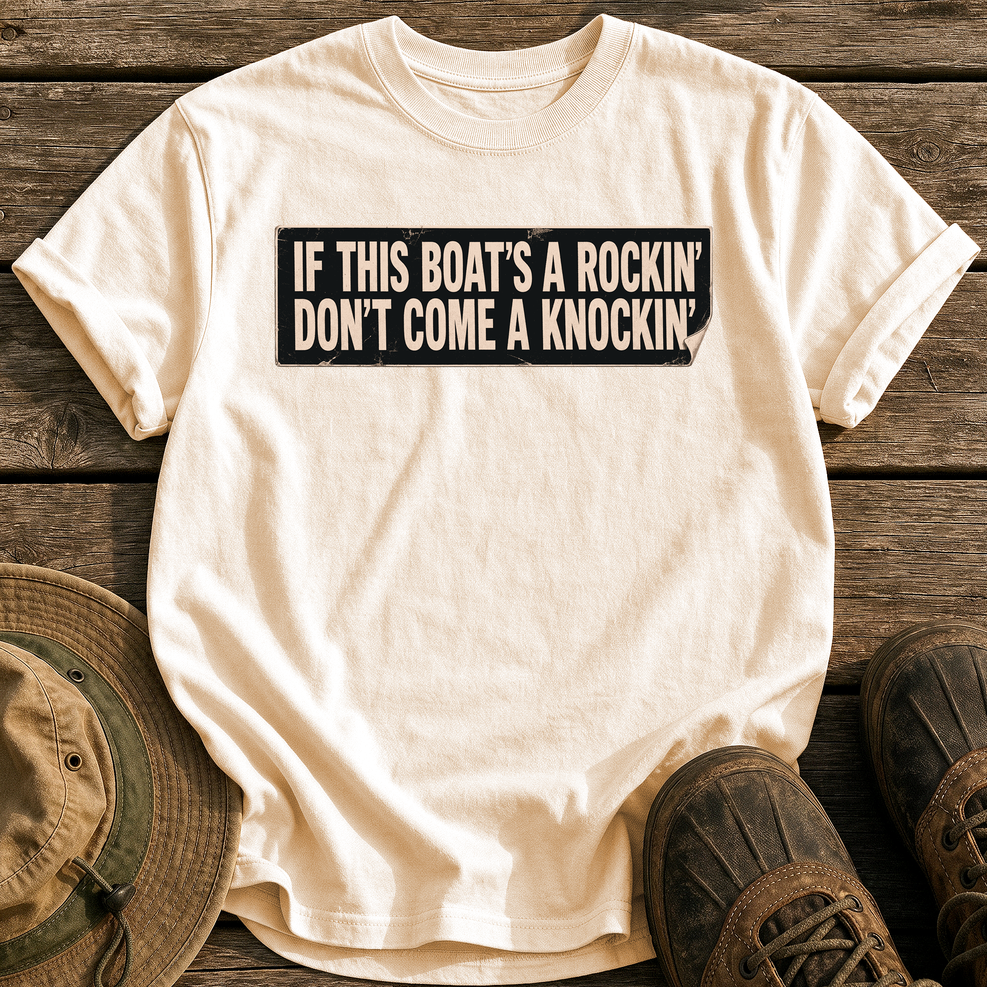 If This Boat's a Rockin' tee - Ivory - front