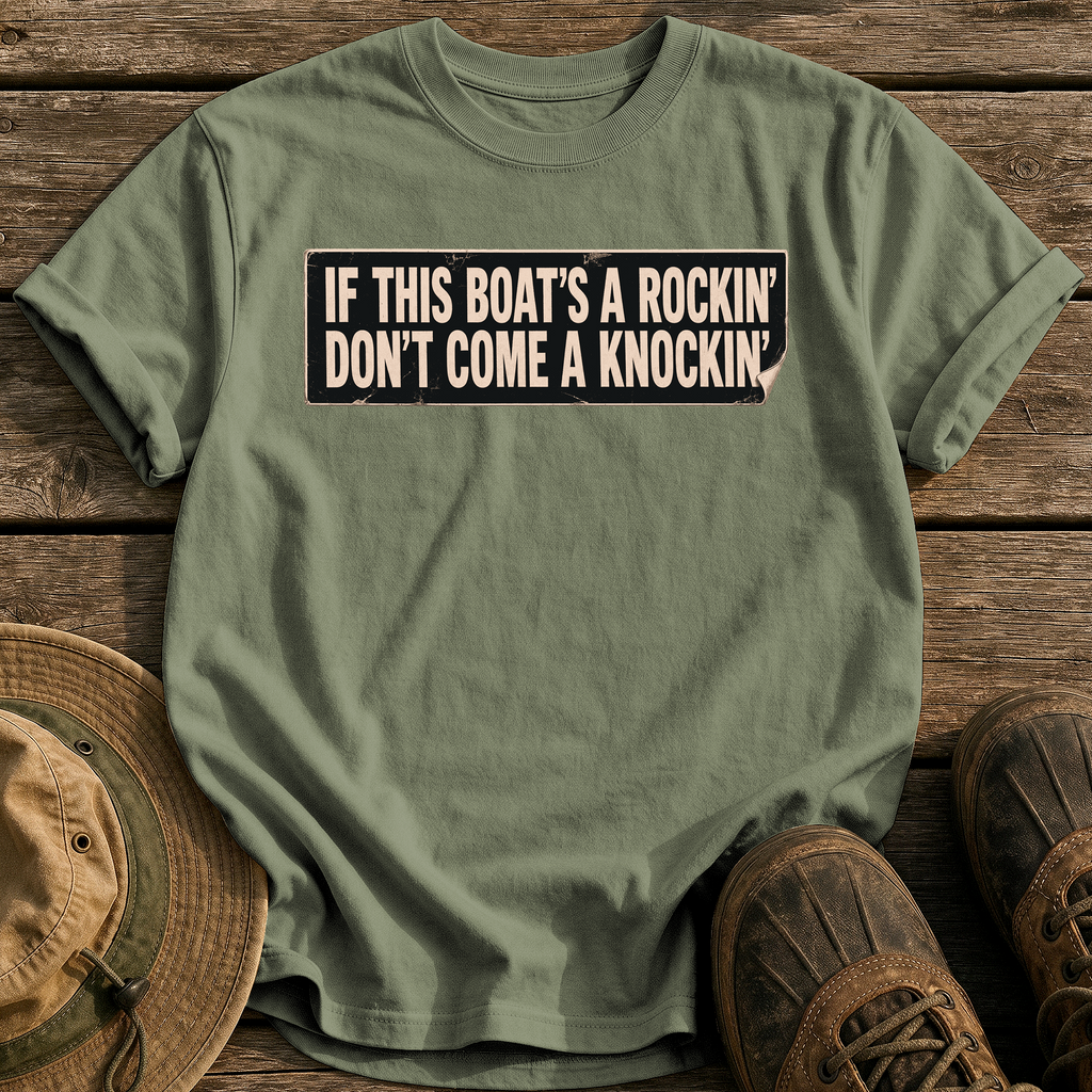 If This Boat's a Rockin' tee - Sage - front