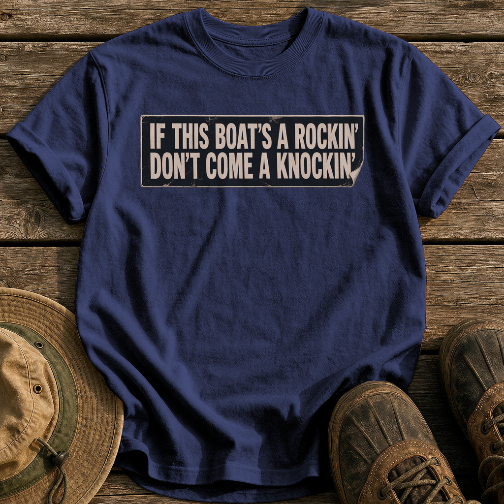 If This Boat's a Rockin' tee - True Navy - front