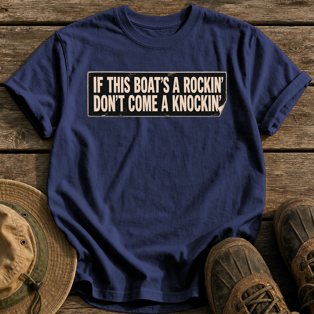If This Boat's a Rockin' tee - True Navy - front