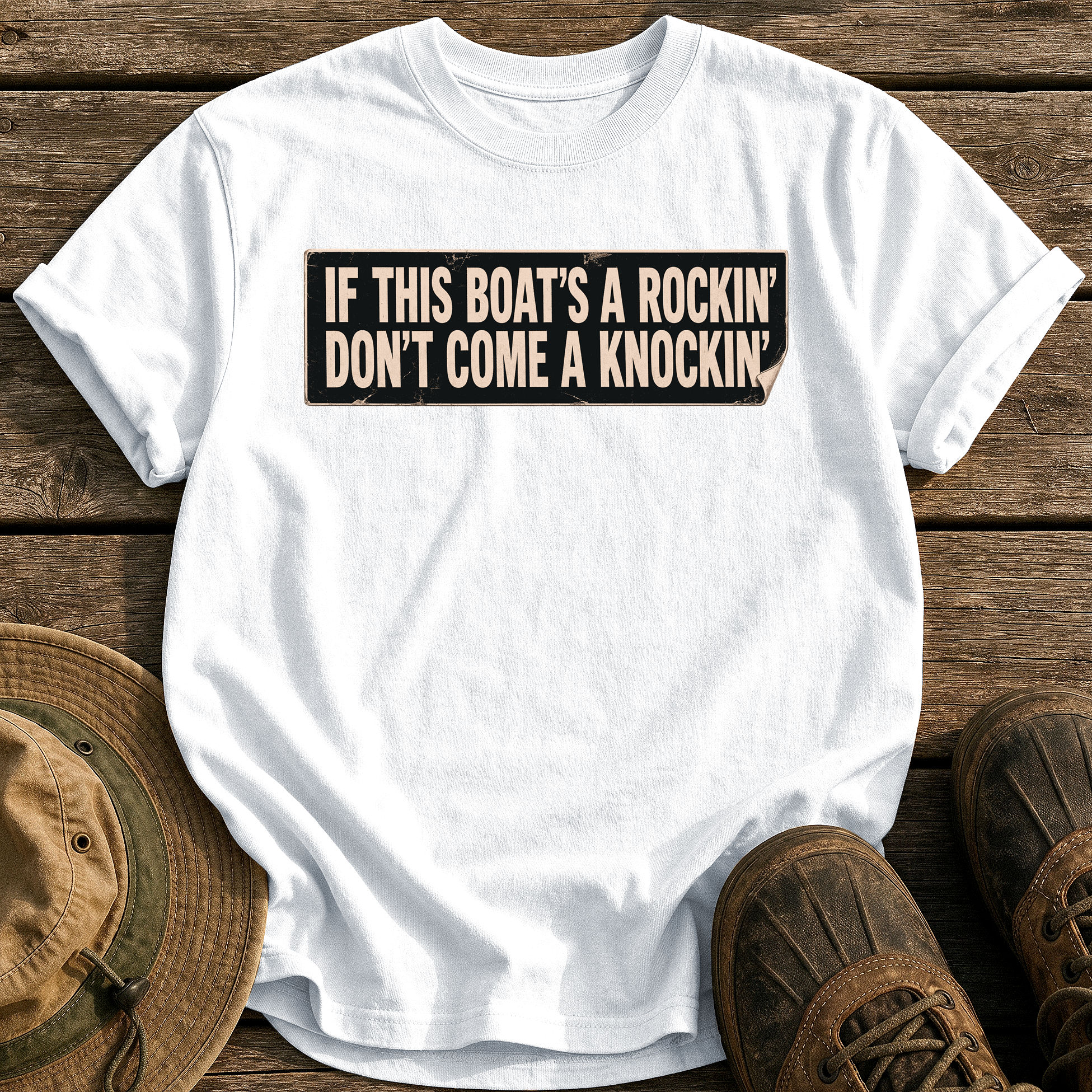 If This Boat's a Rockin' tee - White - front