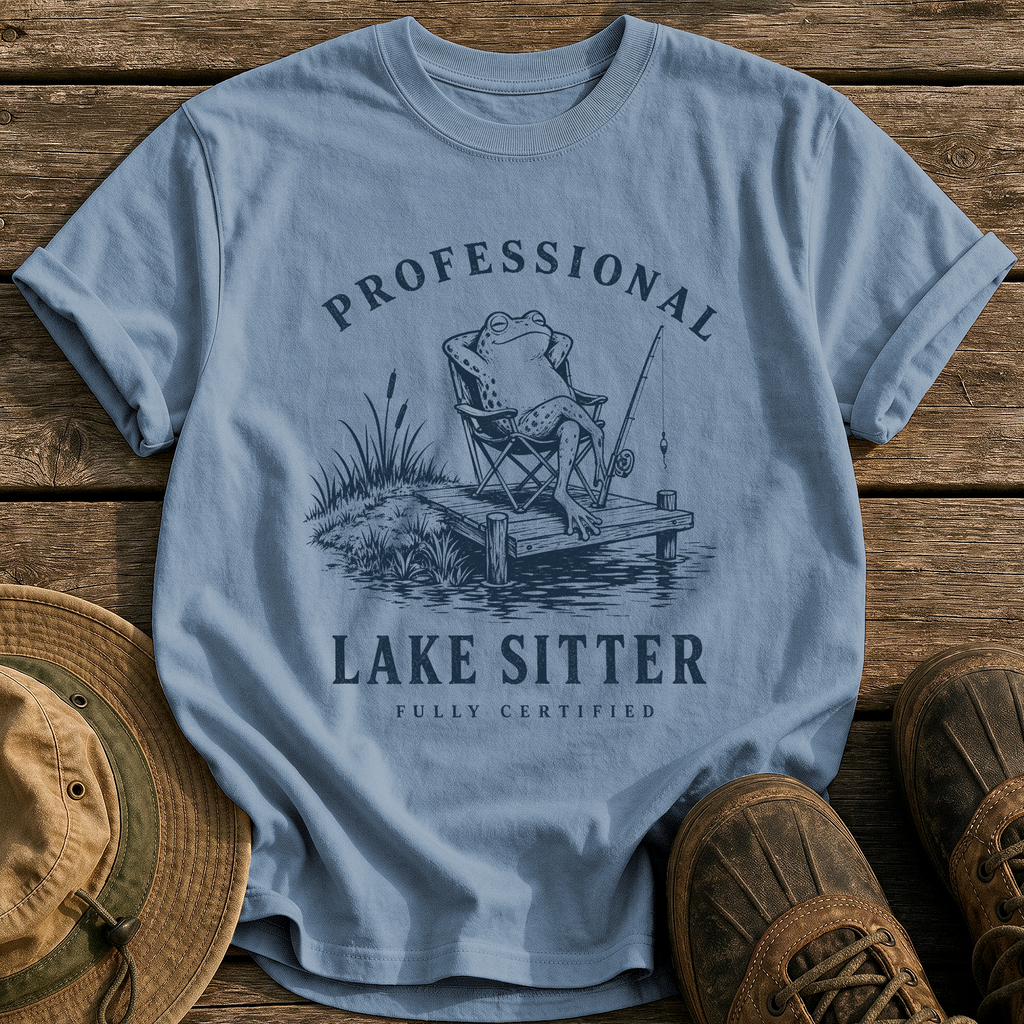 Professional Lake Sitter tee - Blue Jean - front