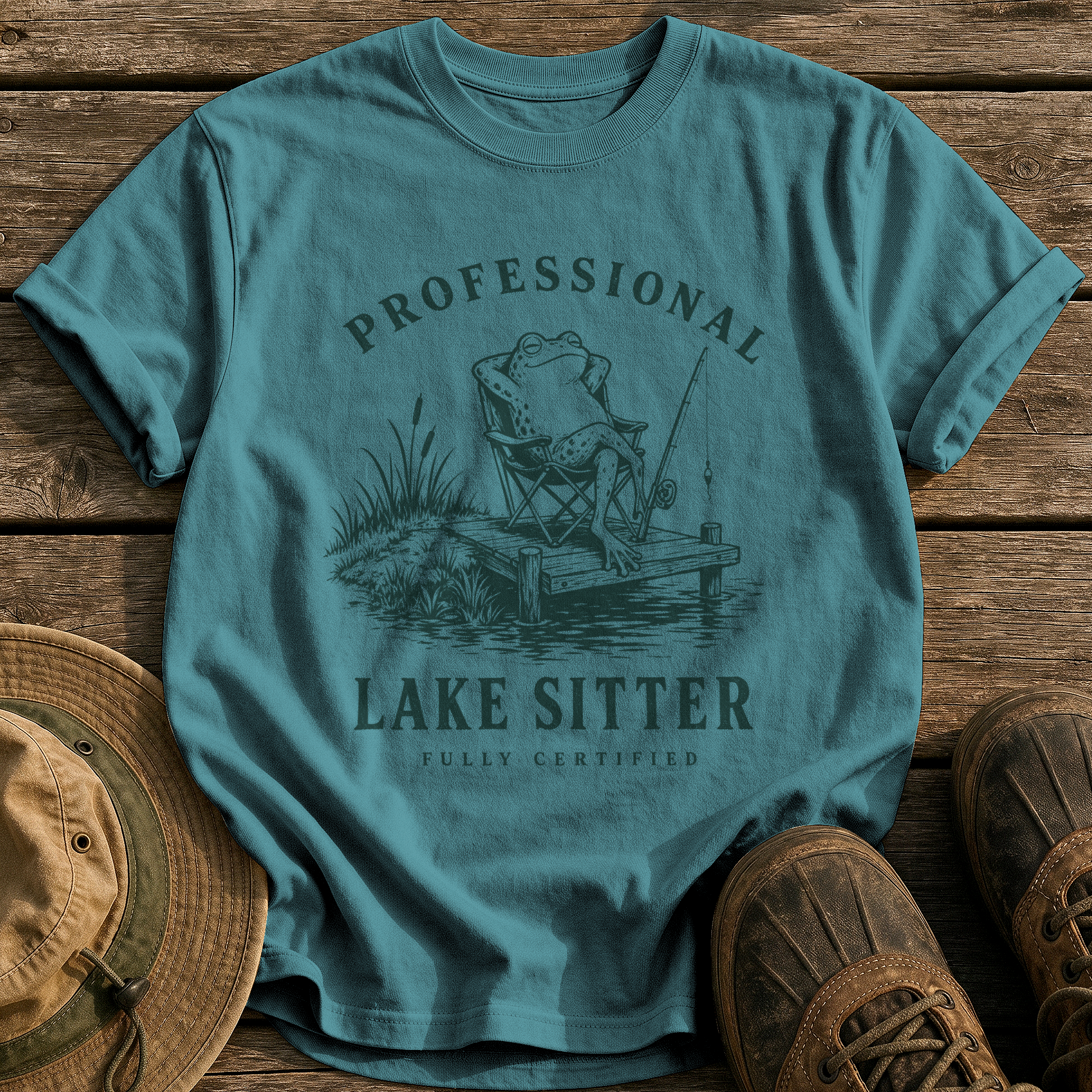 Professional Lake Sitter tee - Blue Spruce - front