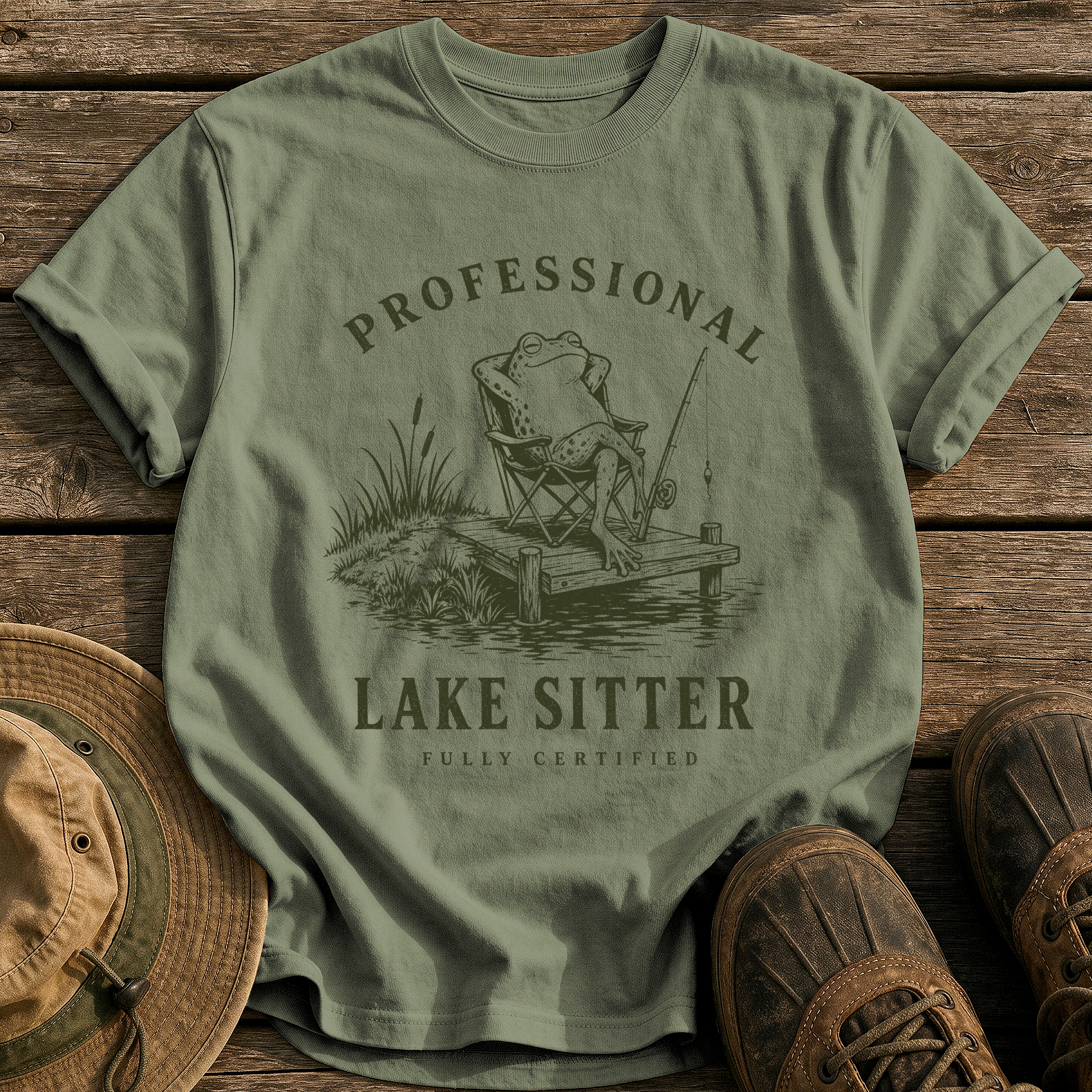 Professional Lake Sitter tee - Sage - front