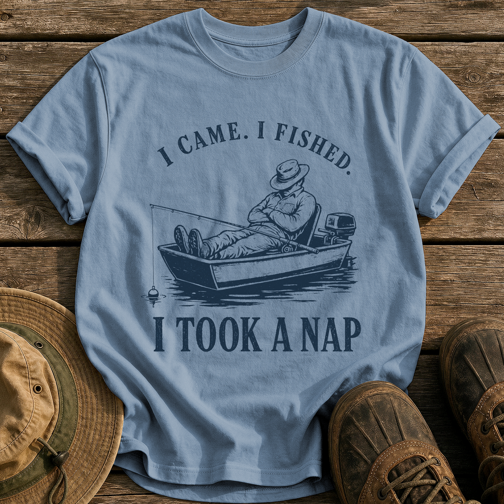 Came, Fished, Napped tee - Blue Jean - front