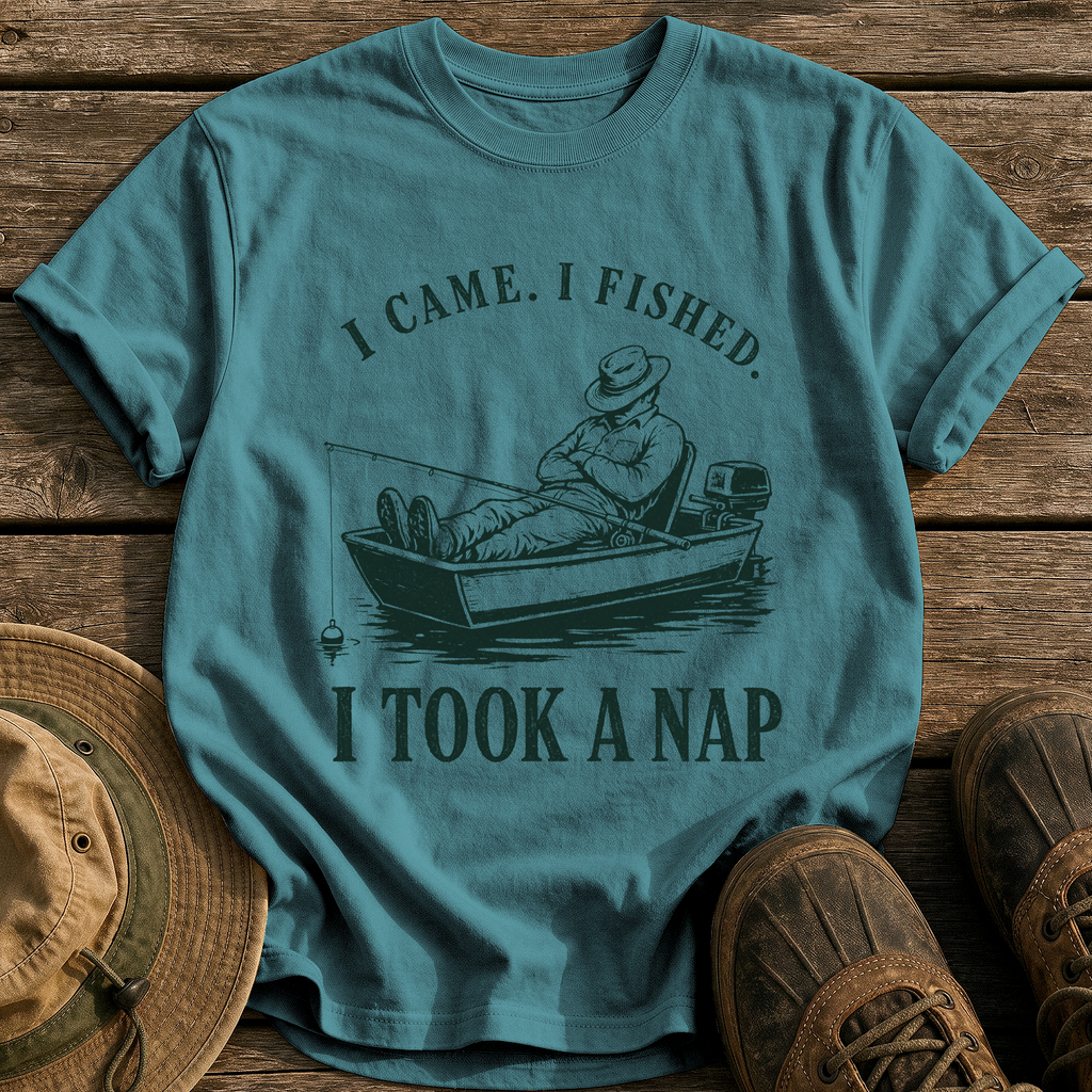 Came, Fished, Napped tee - Blue Spruce - front