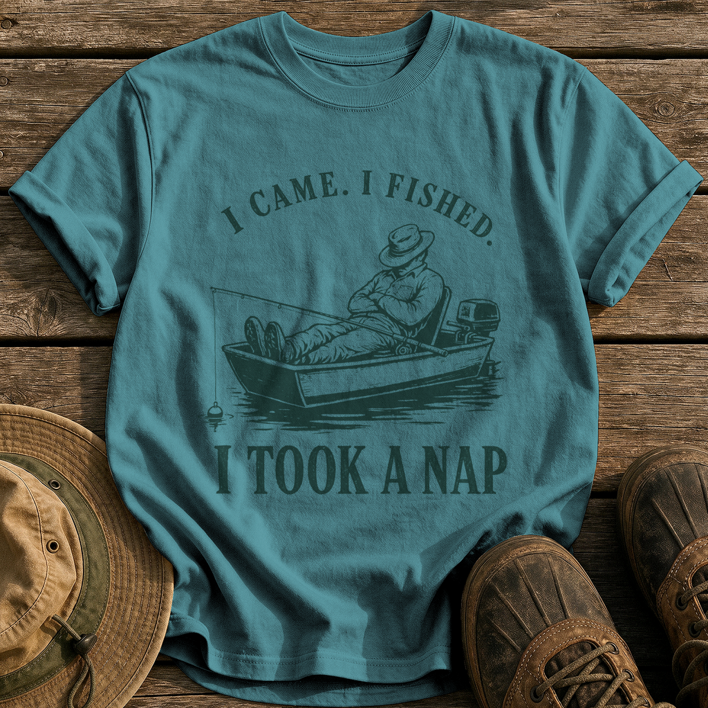 Came, Fished, Napped tee - Blue Spruce - front