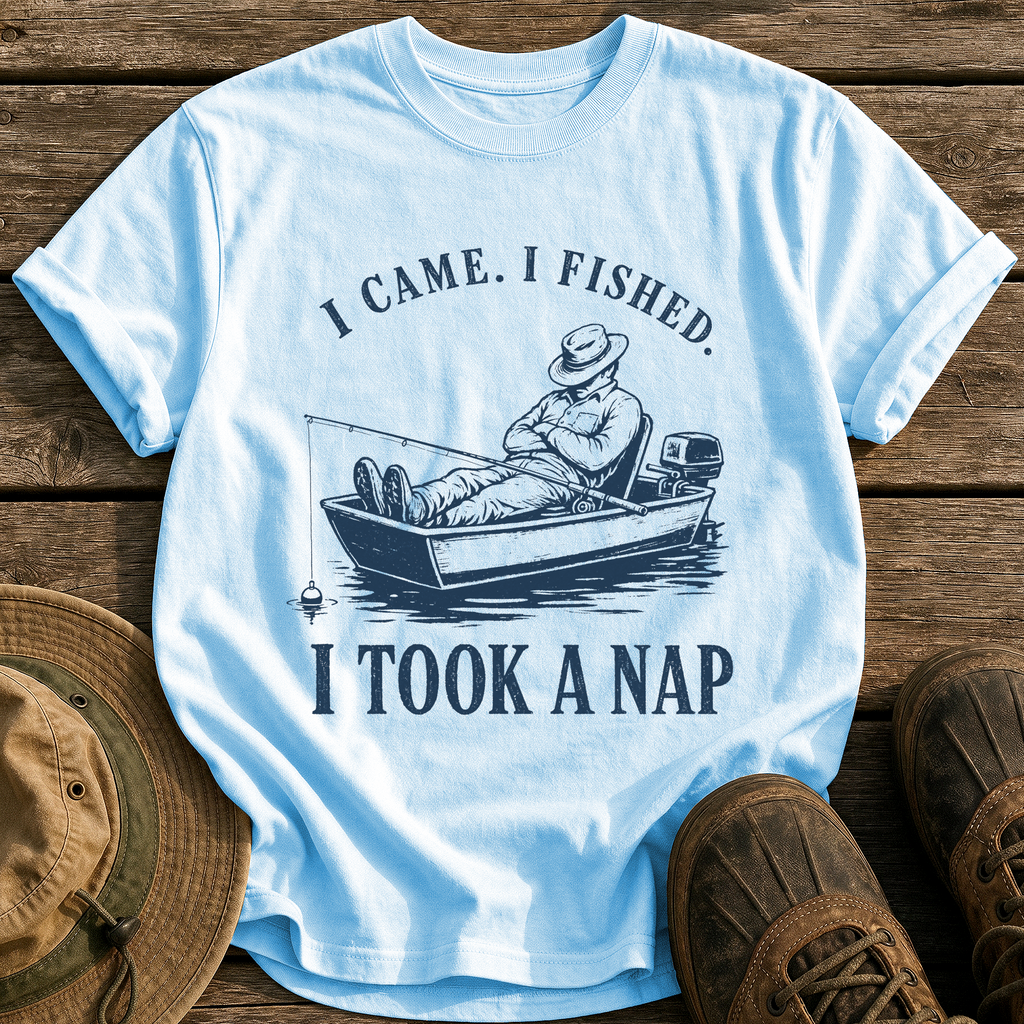 Came, Fished, Napped tee - Chambray - front