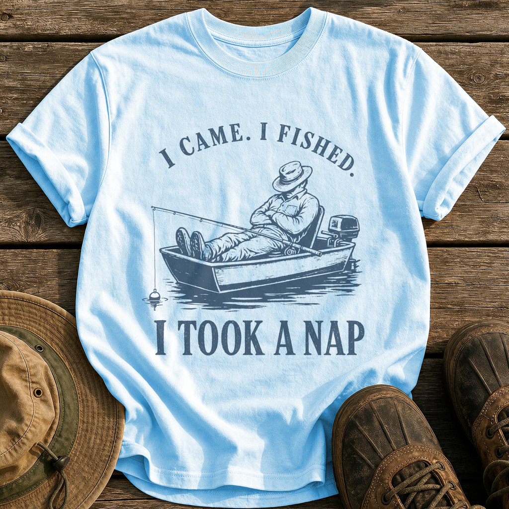 Came, Fished, Napped tee - Chambray - front