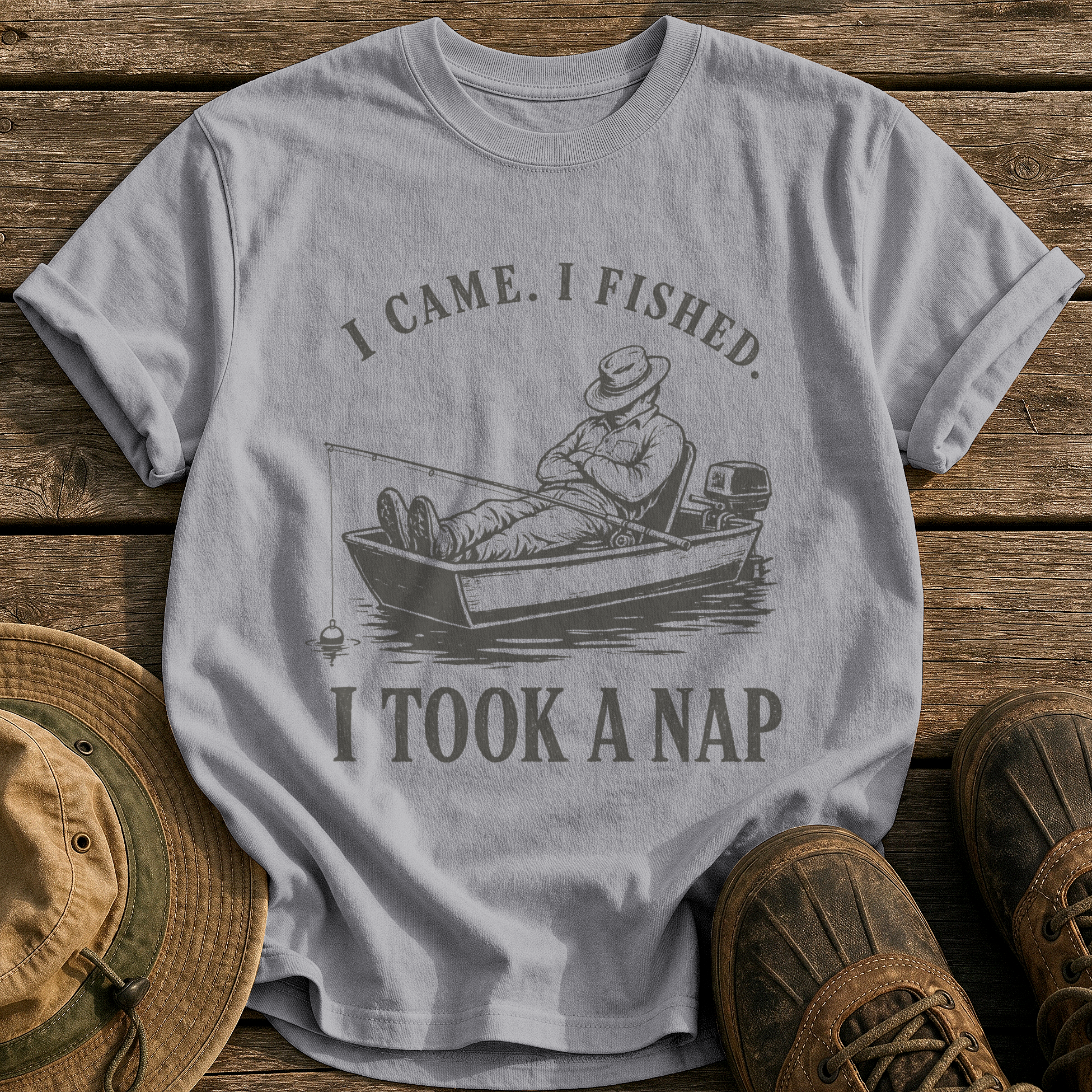 Came, Fished, Napped tee - Grey - front