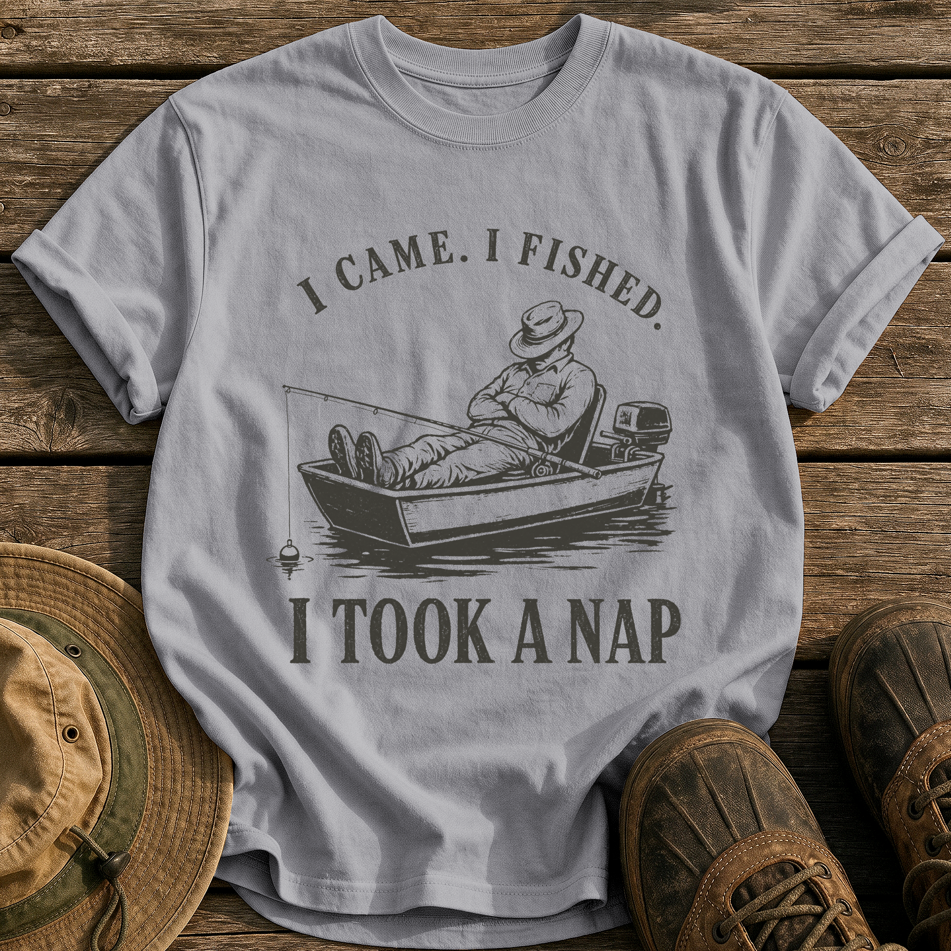 Came, Fished, Napped tee - Grey - front
