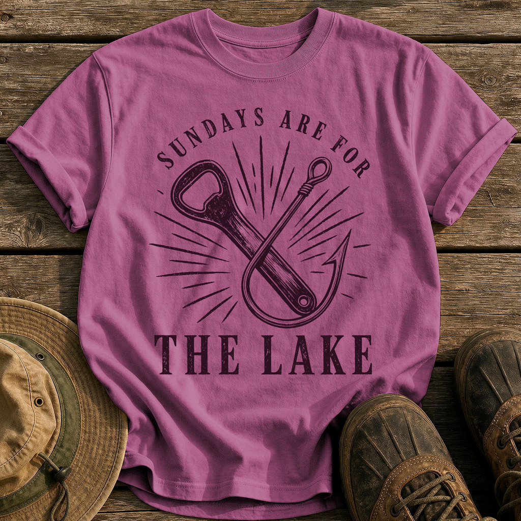 Sundays Are for the Lake tee - Berry - front