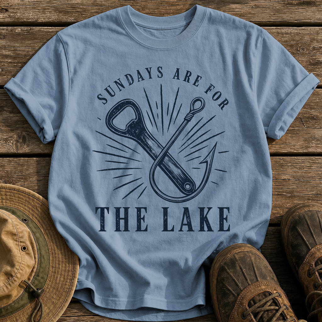 Sundays Are for the Lake tee - Blue Jean - front