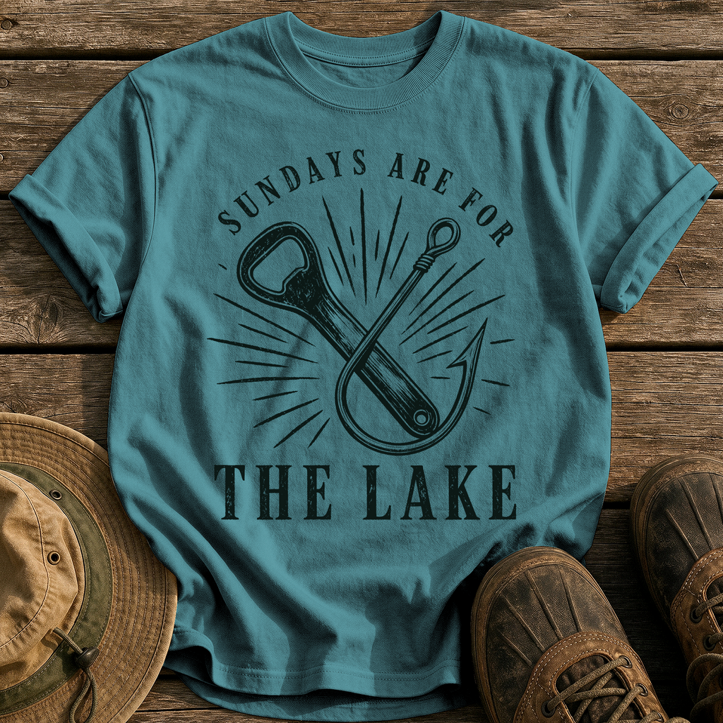 Sundays Are for the Lake tee - Blue Spruce - front