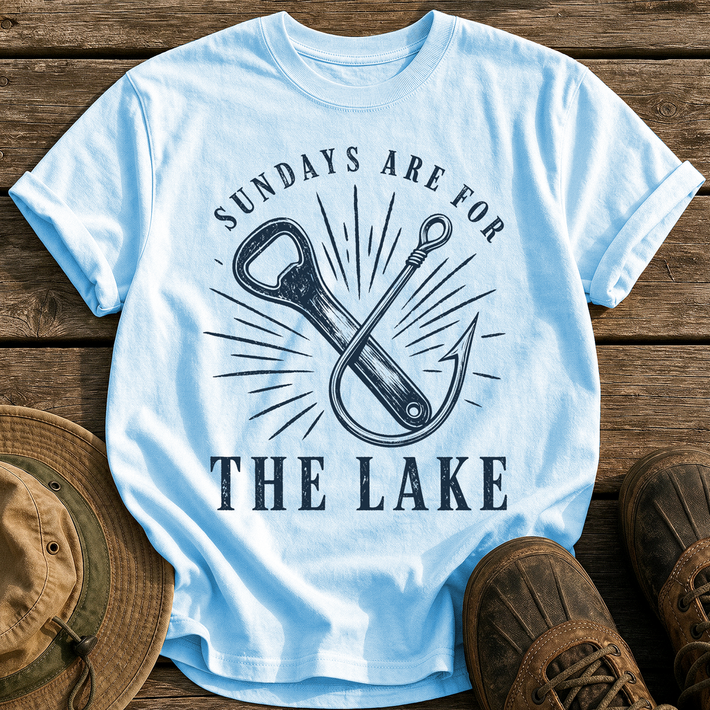 Sundays Are for the Lake tee - Chambray - front