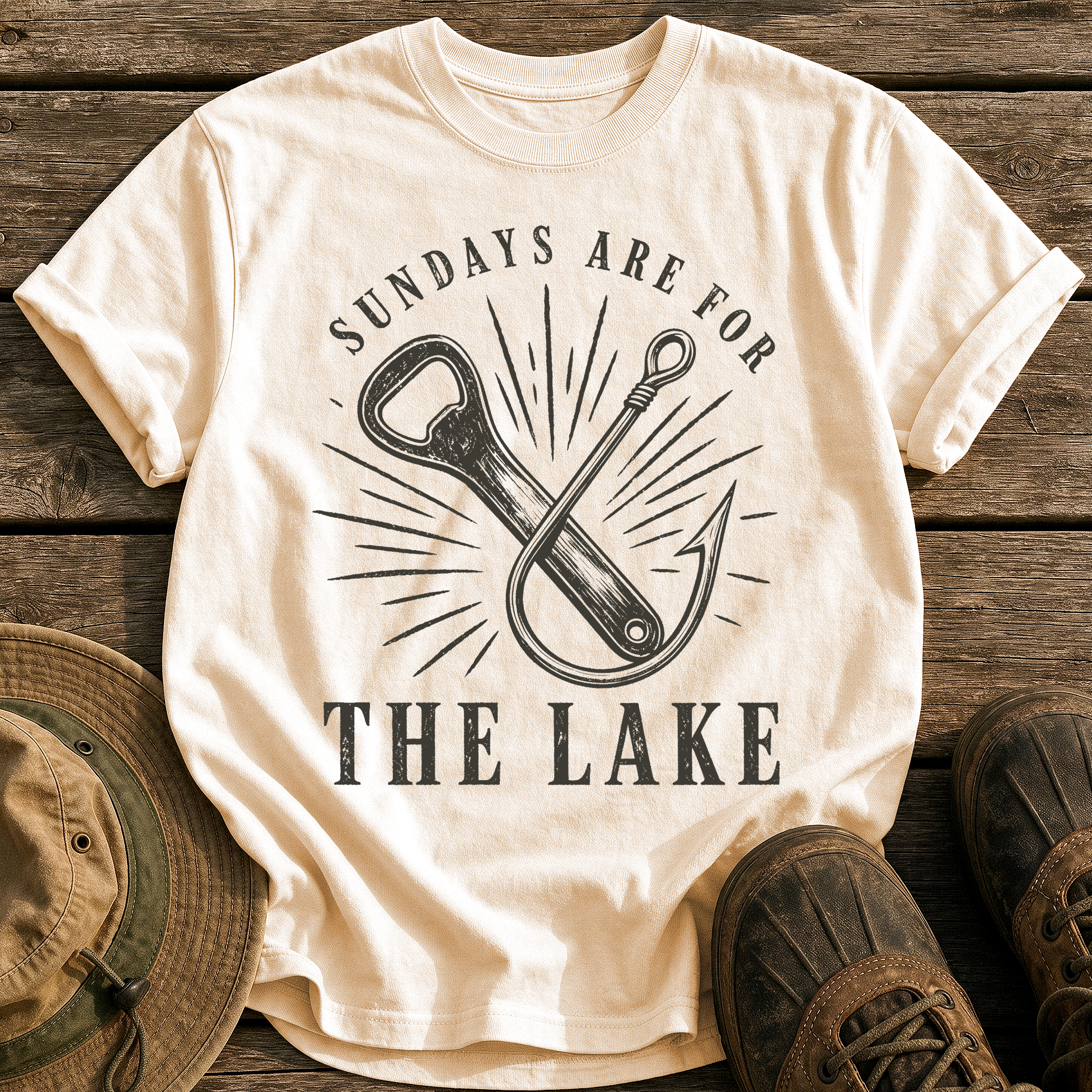 Sundays Are for the Lake tee - Ivory - front