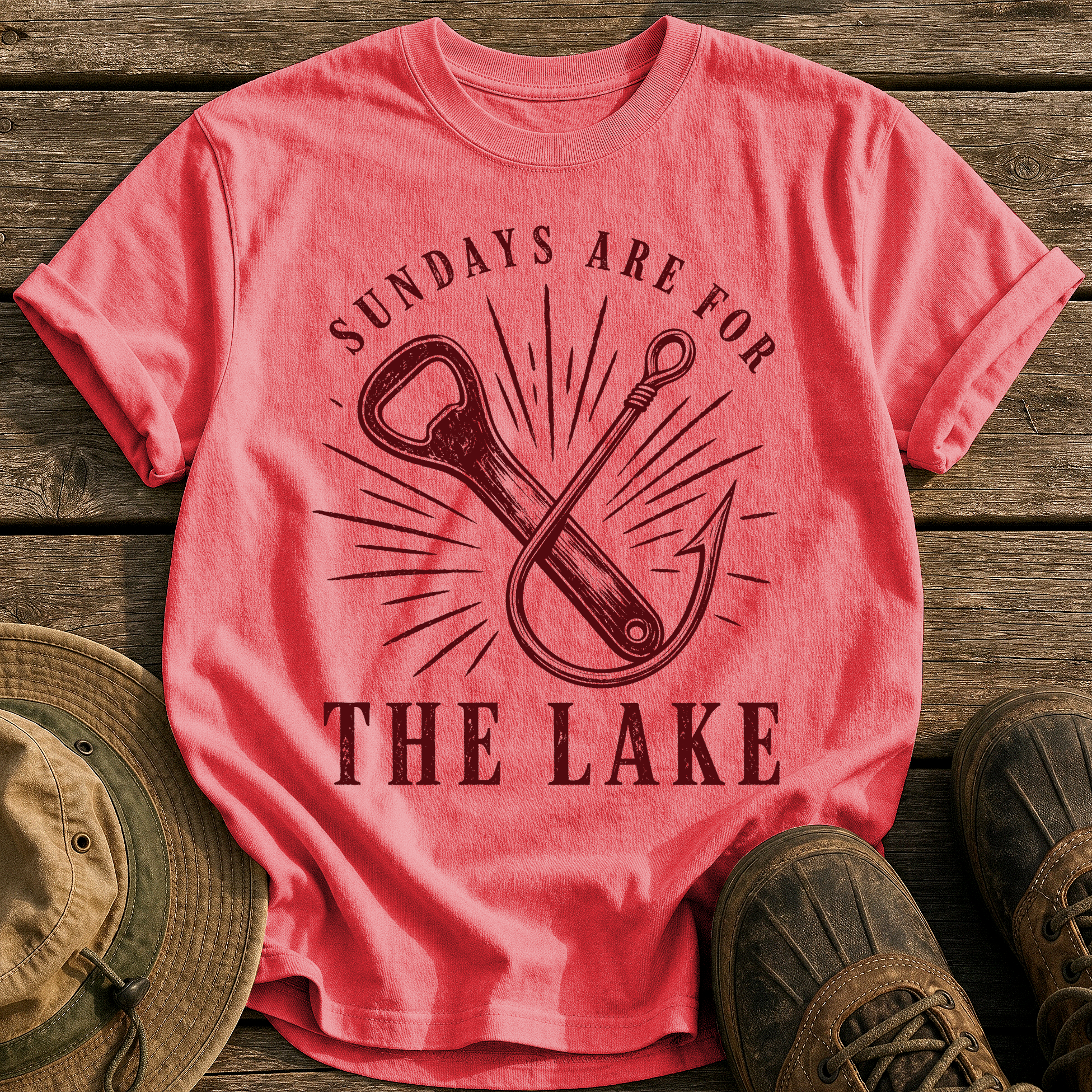 Sundays Are for the Lake tee - Watermelon - front