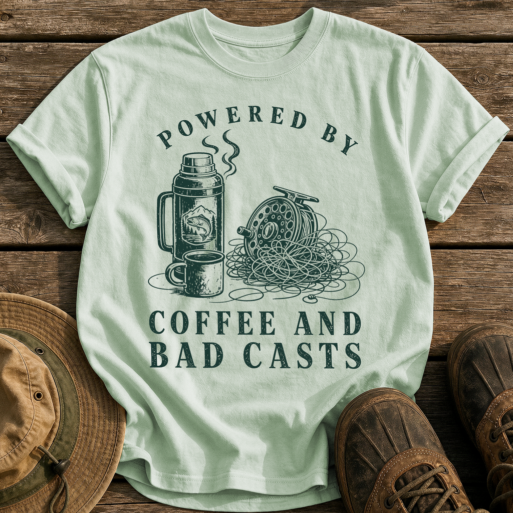 Coffee and Bad Casts tee - Bay - front