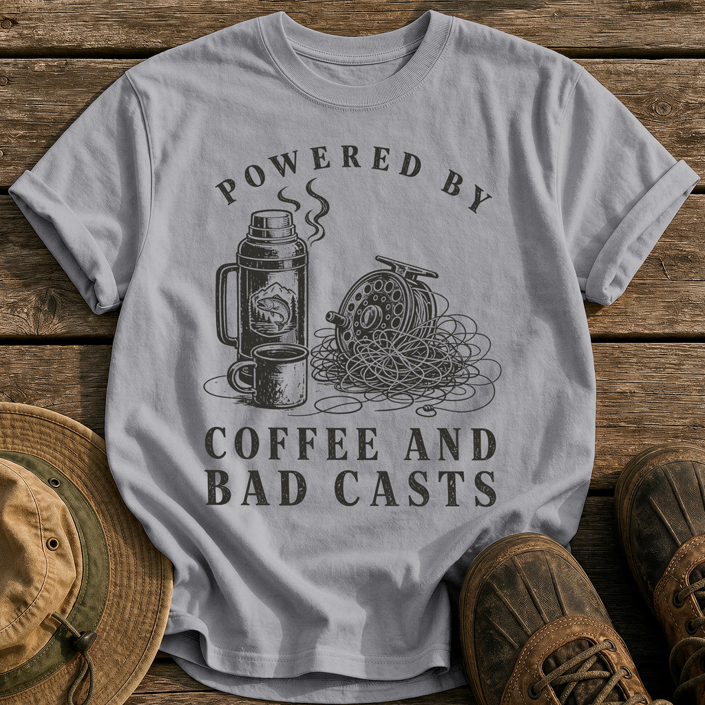 Coffee and Bad Casts tee - Grey - front