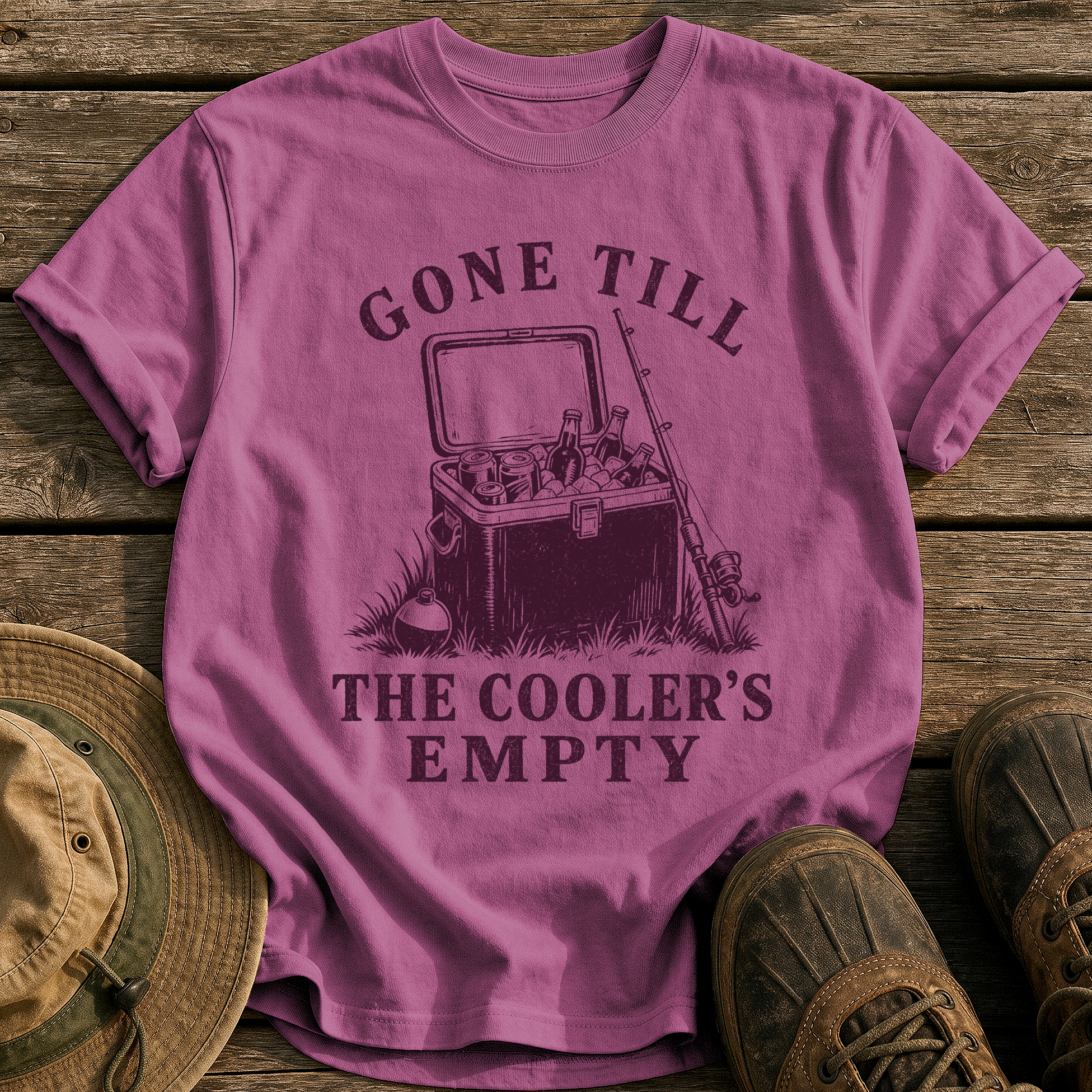 Gone Till The Cooler's Empty tee - Berry - front