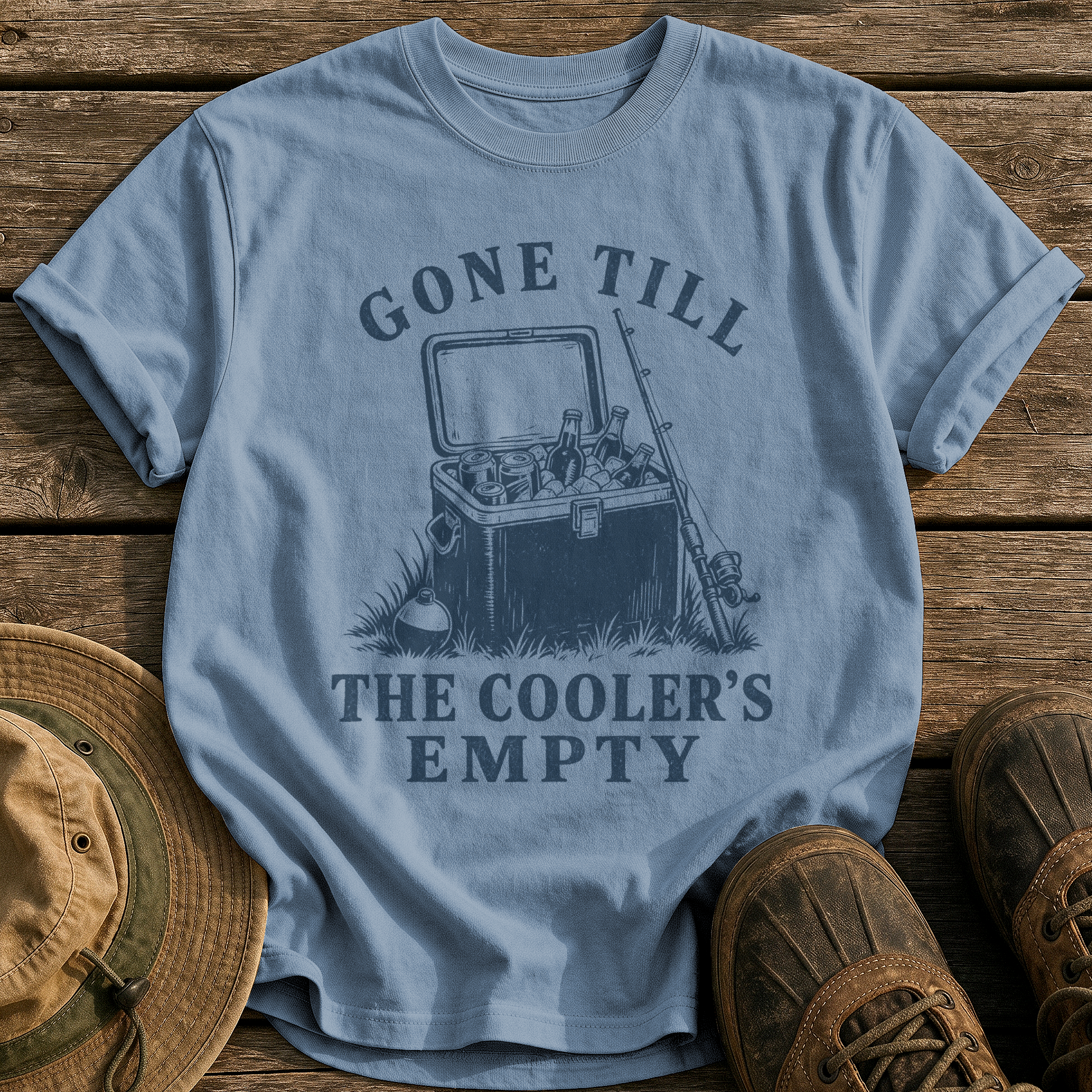 Gone Till The Cooler's Empty tee - Blue Jean - front