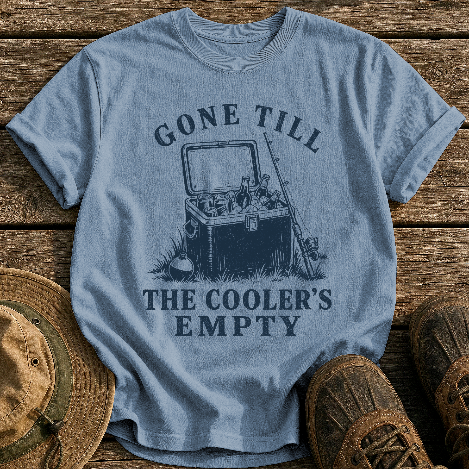 Gone Till The Cooler's Empty tee - Blue Jean - front