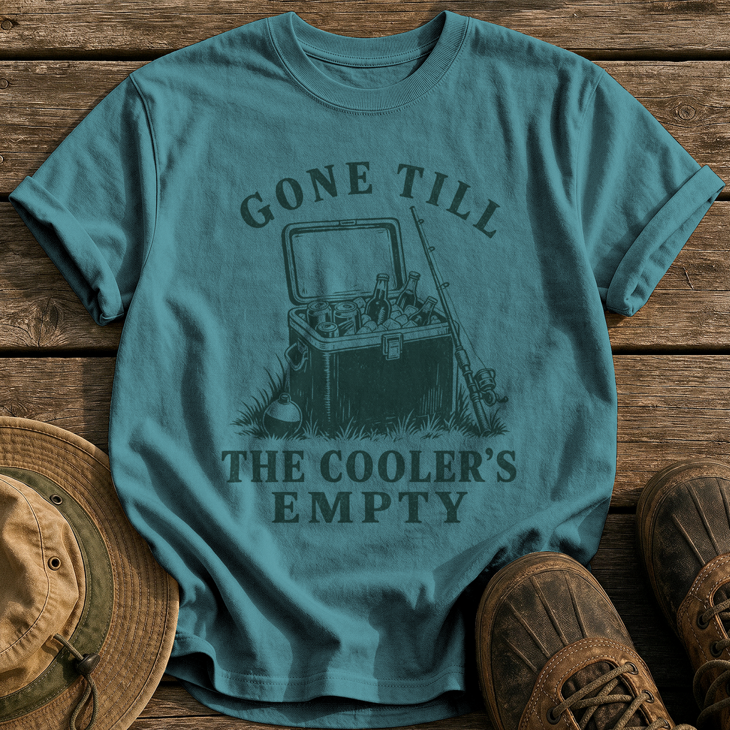Gone Till The Cooler's Empty tee - Blue Spruce - front