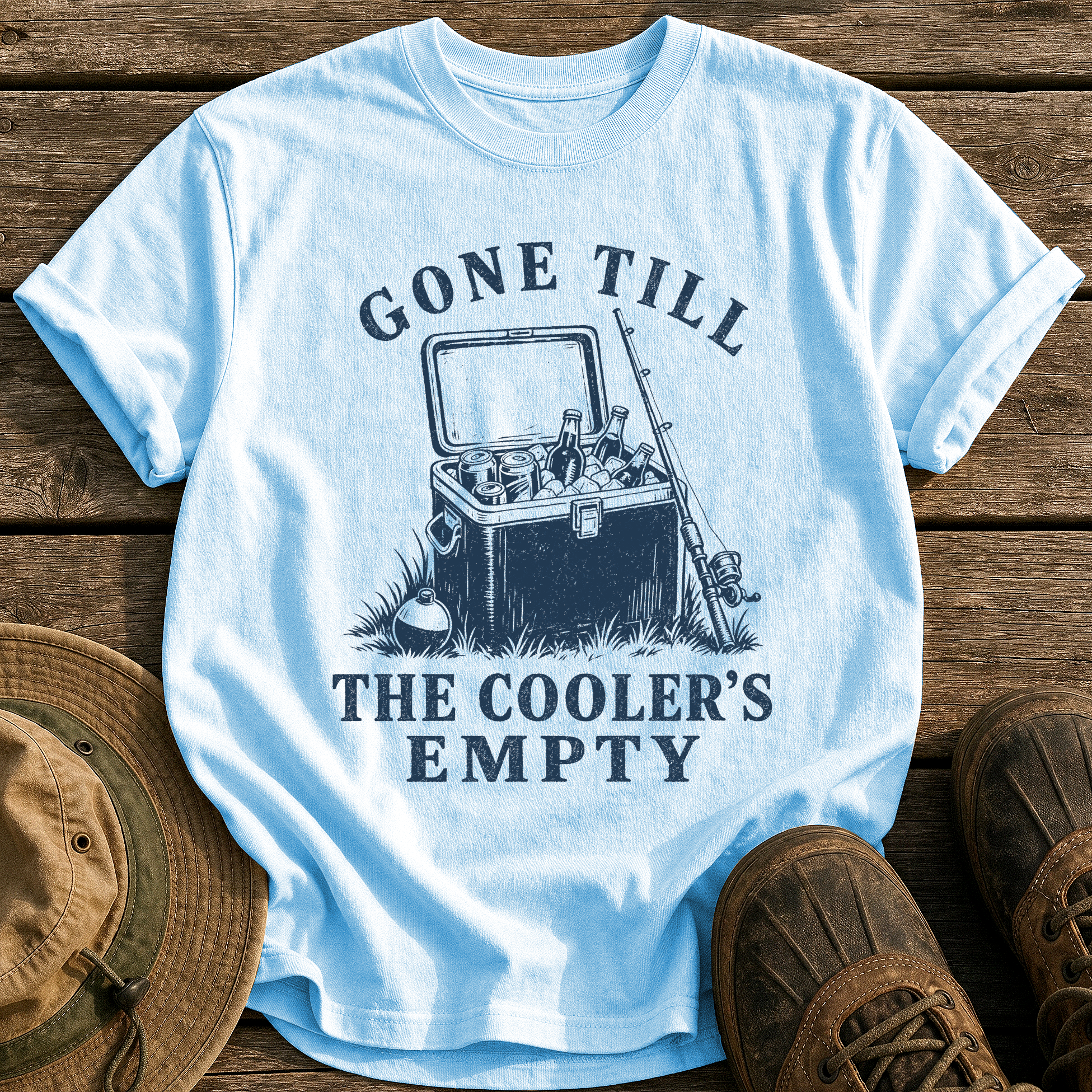 Gone Till The Cooler's Empty tee - Chambray - front