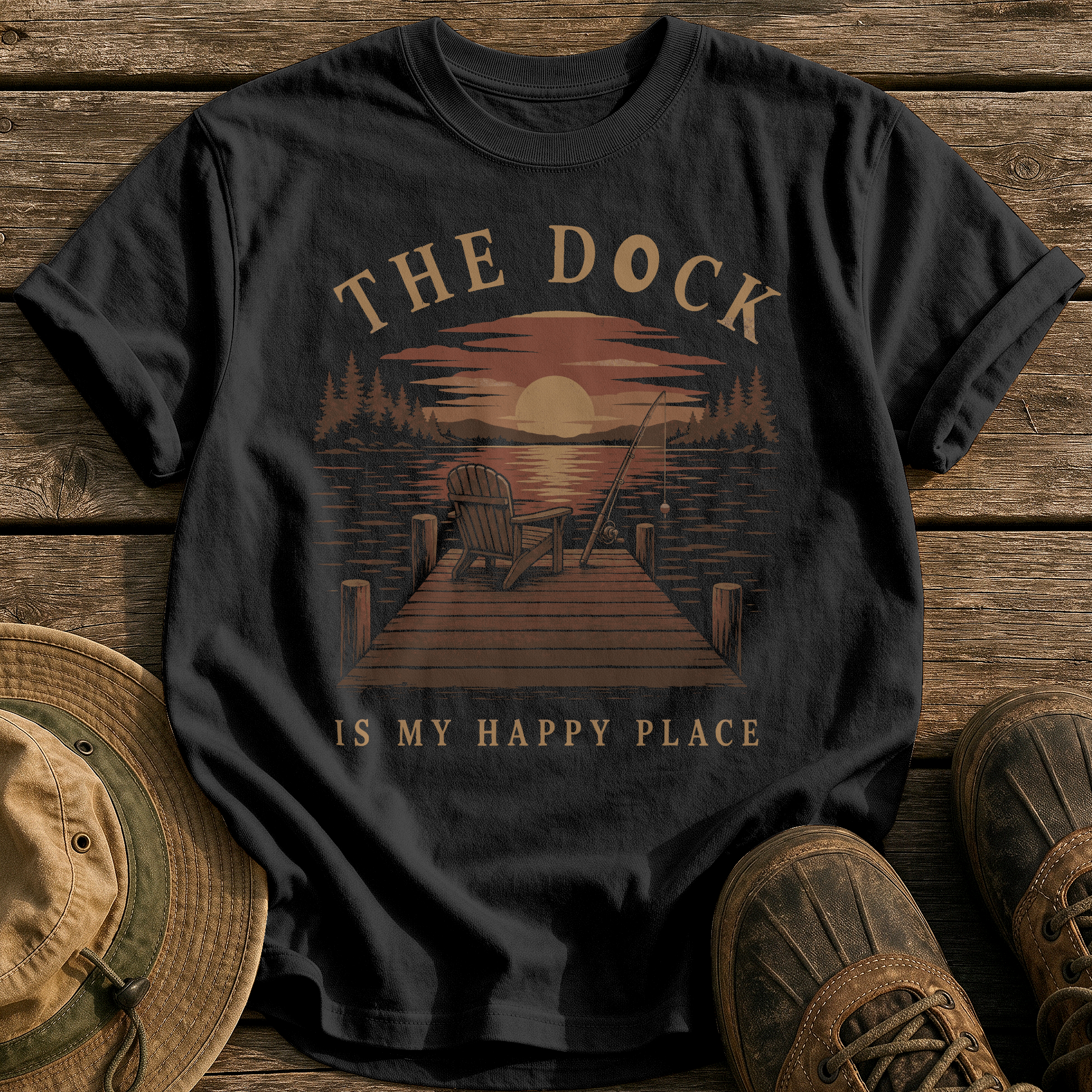 Dock Is My Happy Place tee - Black - front