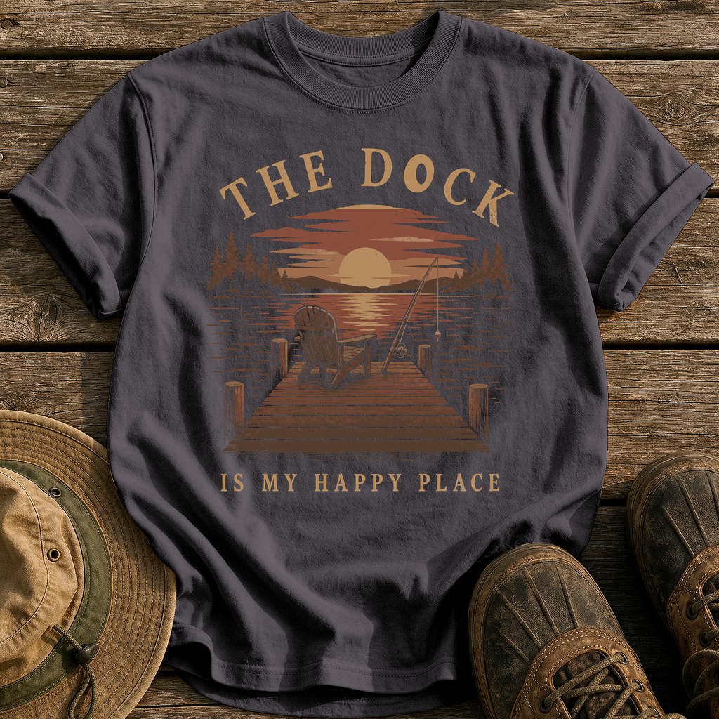 Dock Is My Happy Place tee - Graphite - front