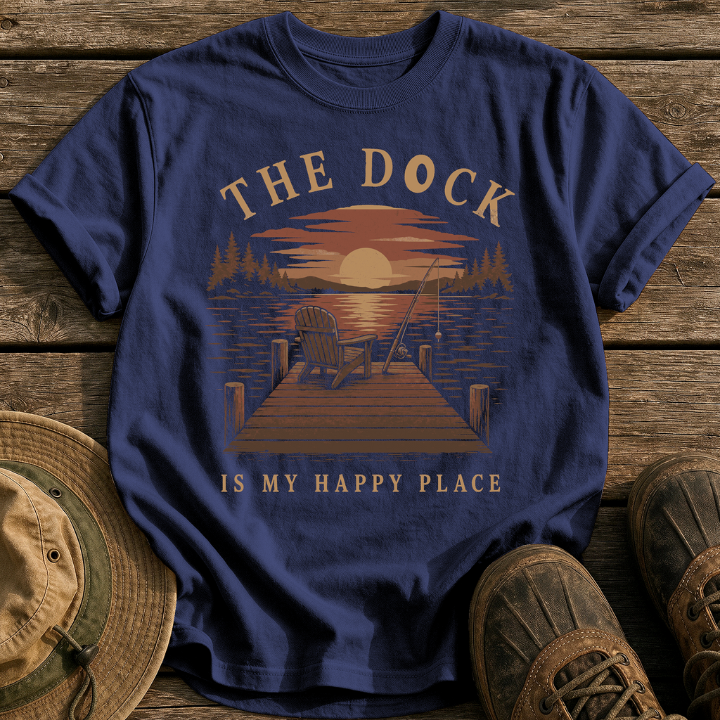 Dock Is My Happy Place tee - True Navy - front