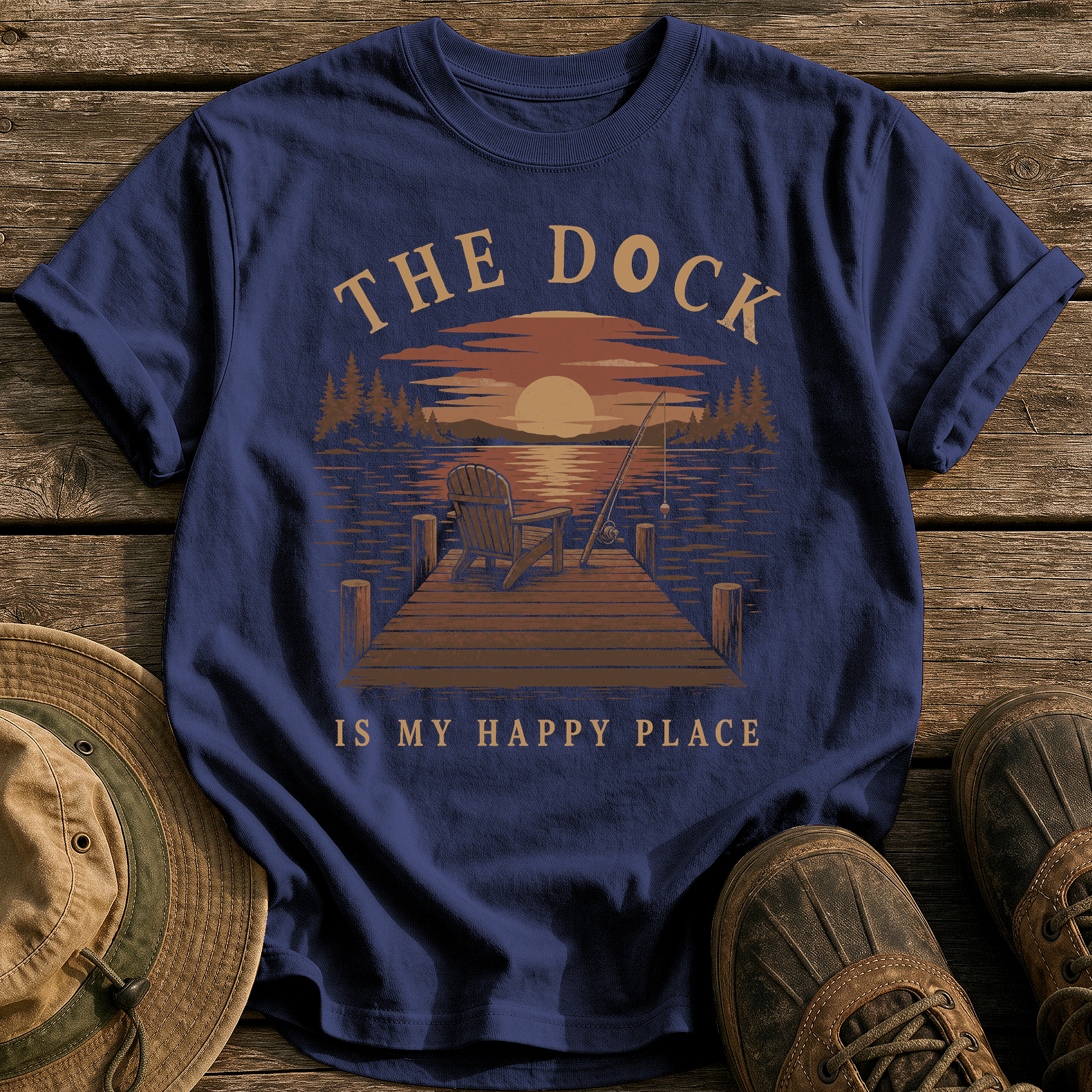 Dock Is My Happy Place tee - True Navy - front