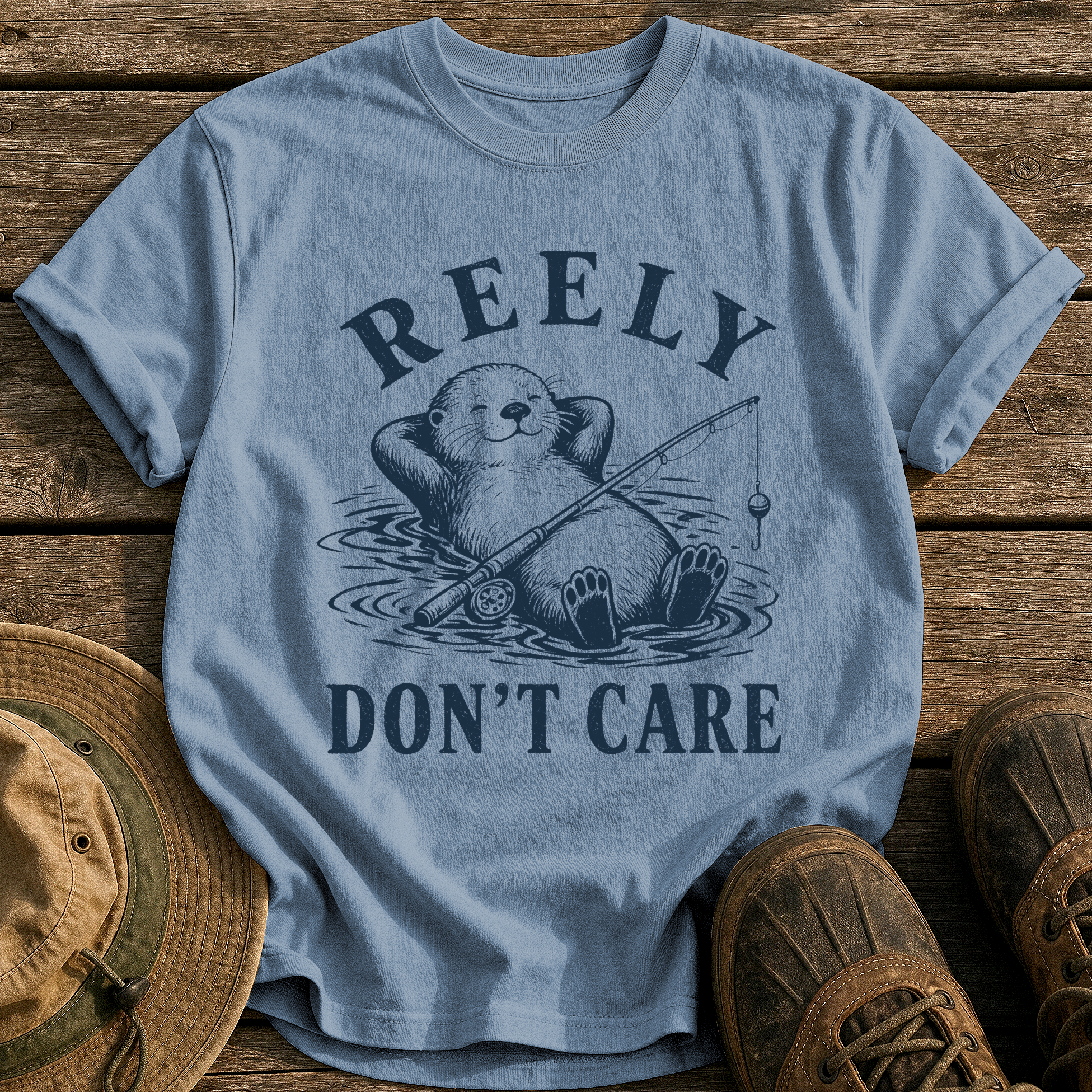 Reely Don't Care tee - Blue Jean - front