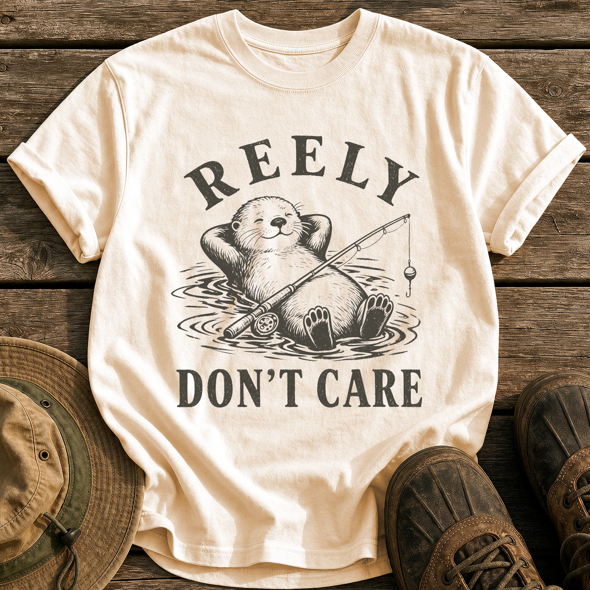 Reely Don't Care tee - Ivory - front