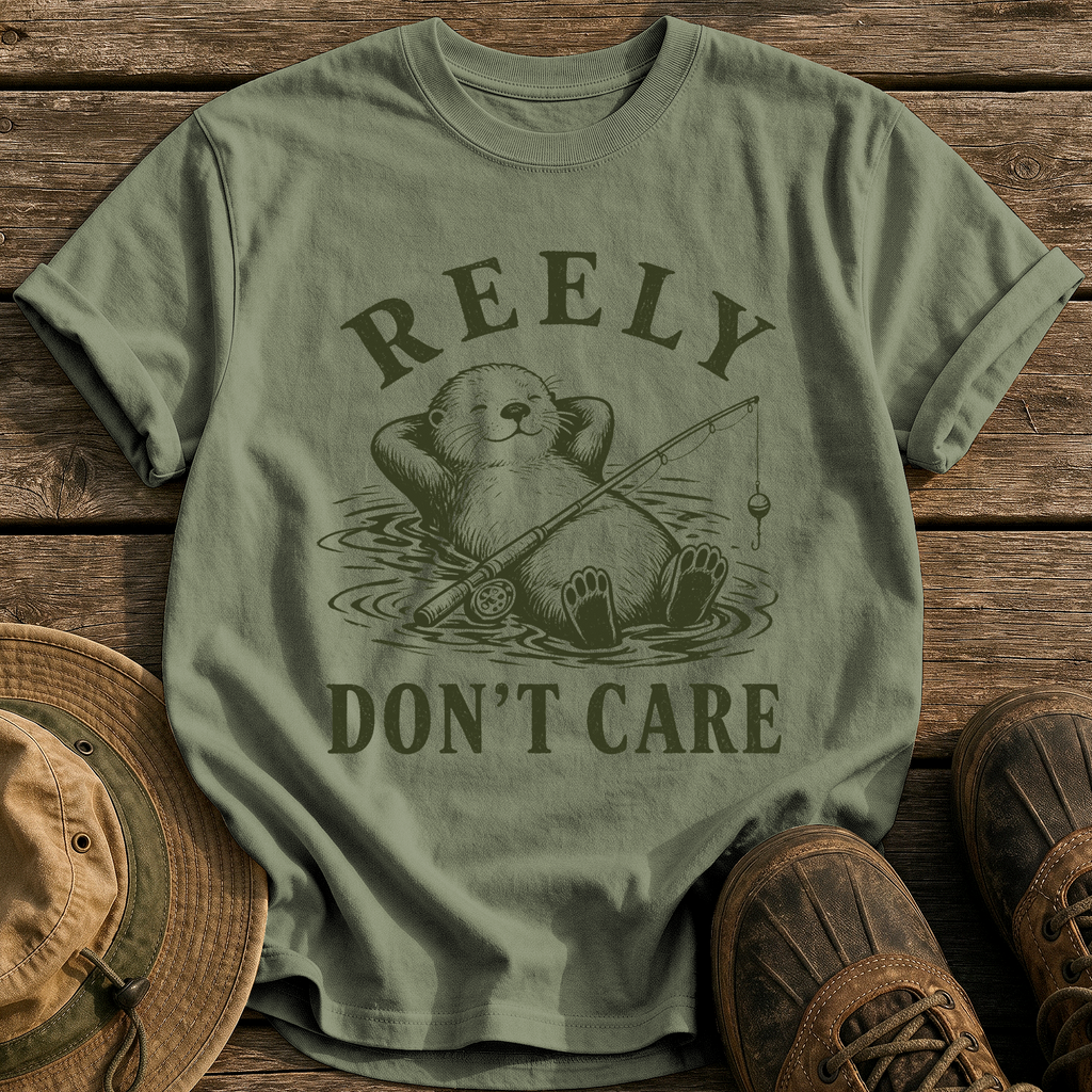 Reely Don't Care tee - Sage - front