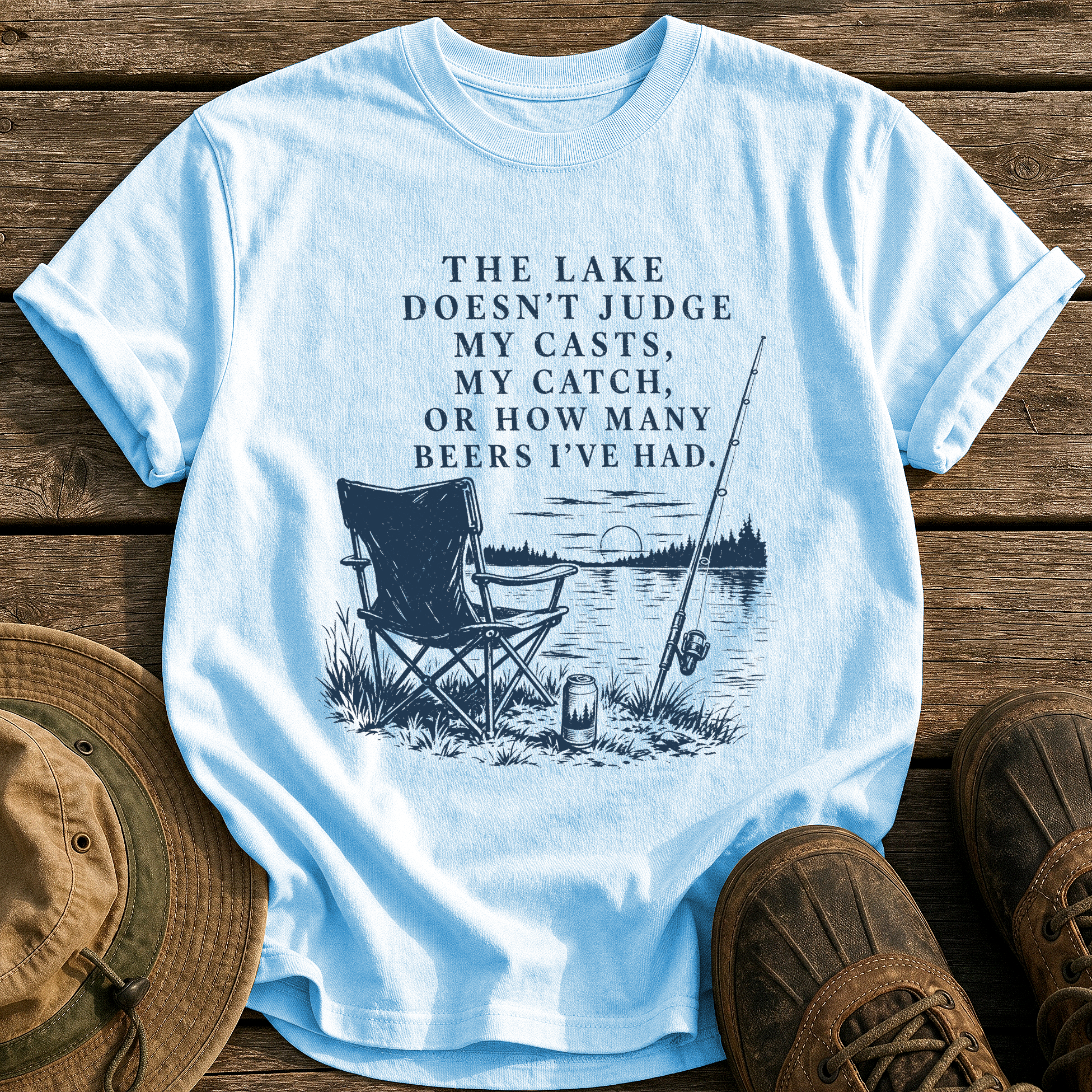 The Lake Doesn't Judge tee - Chambray - front