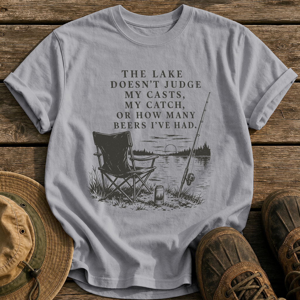 The Lake Doesn't Judge tee - Grey - front