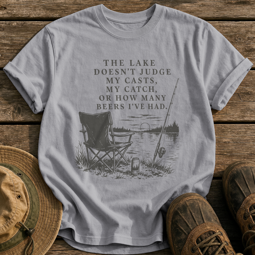 The Lake Doesn't Judge tee - Grey - front