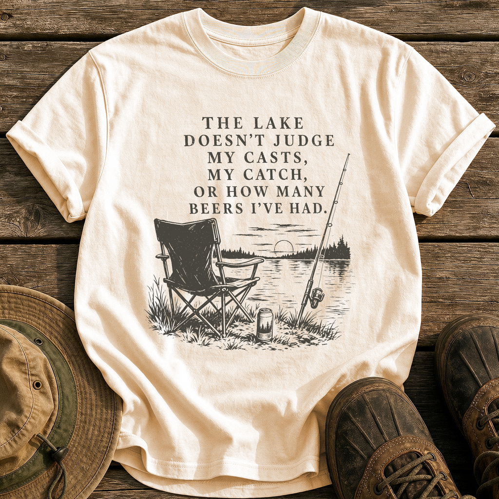 The Lake Doesn't Judge tee - Ivory - front