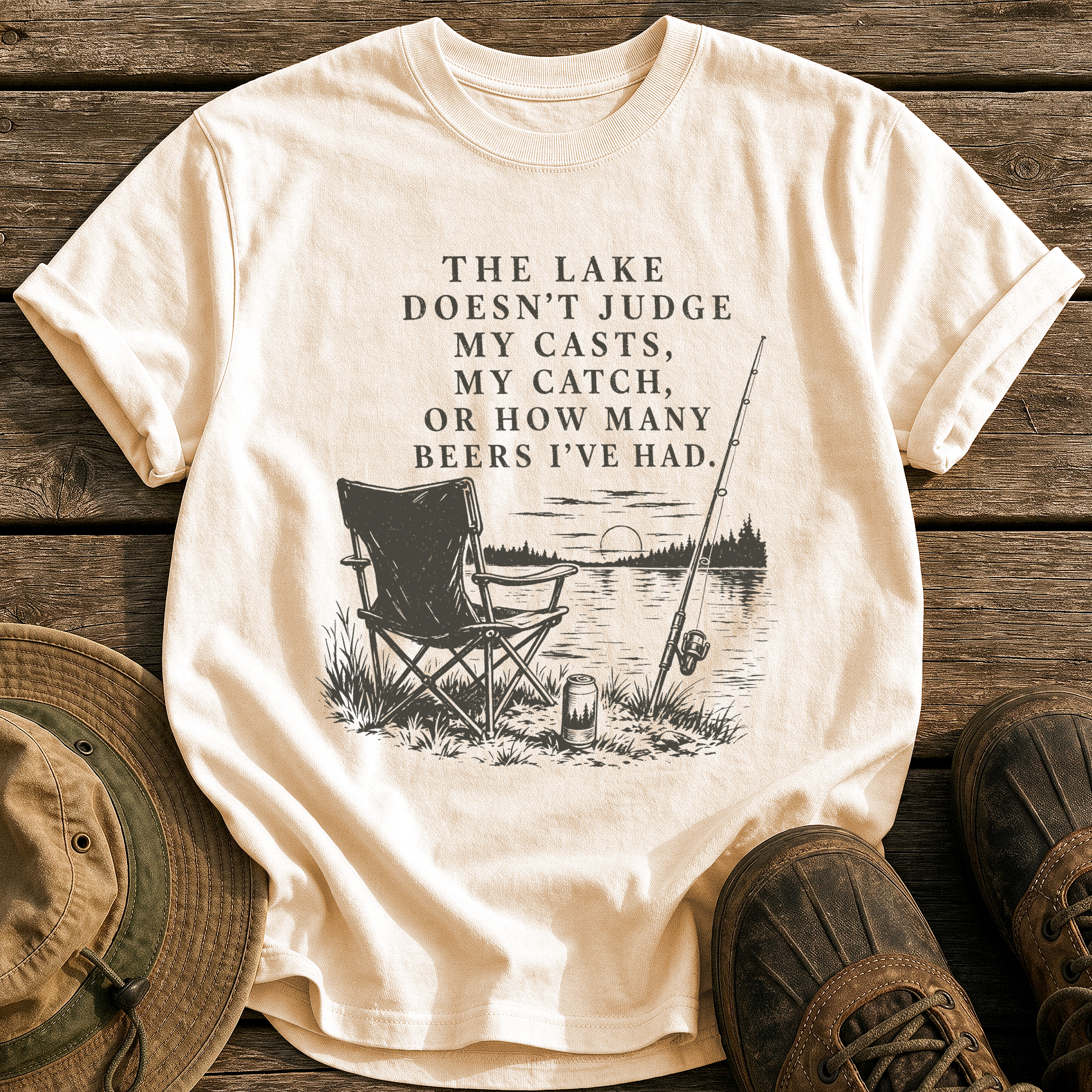 The Lake Doesn't Judge tee - Ivory - front