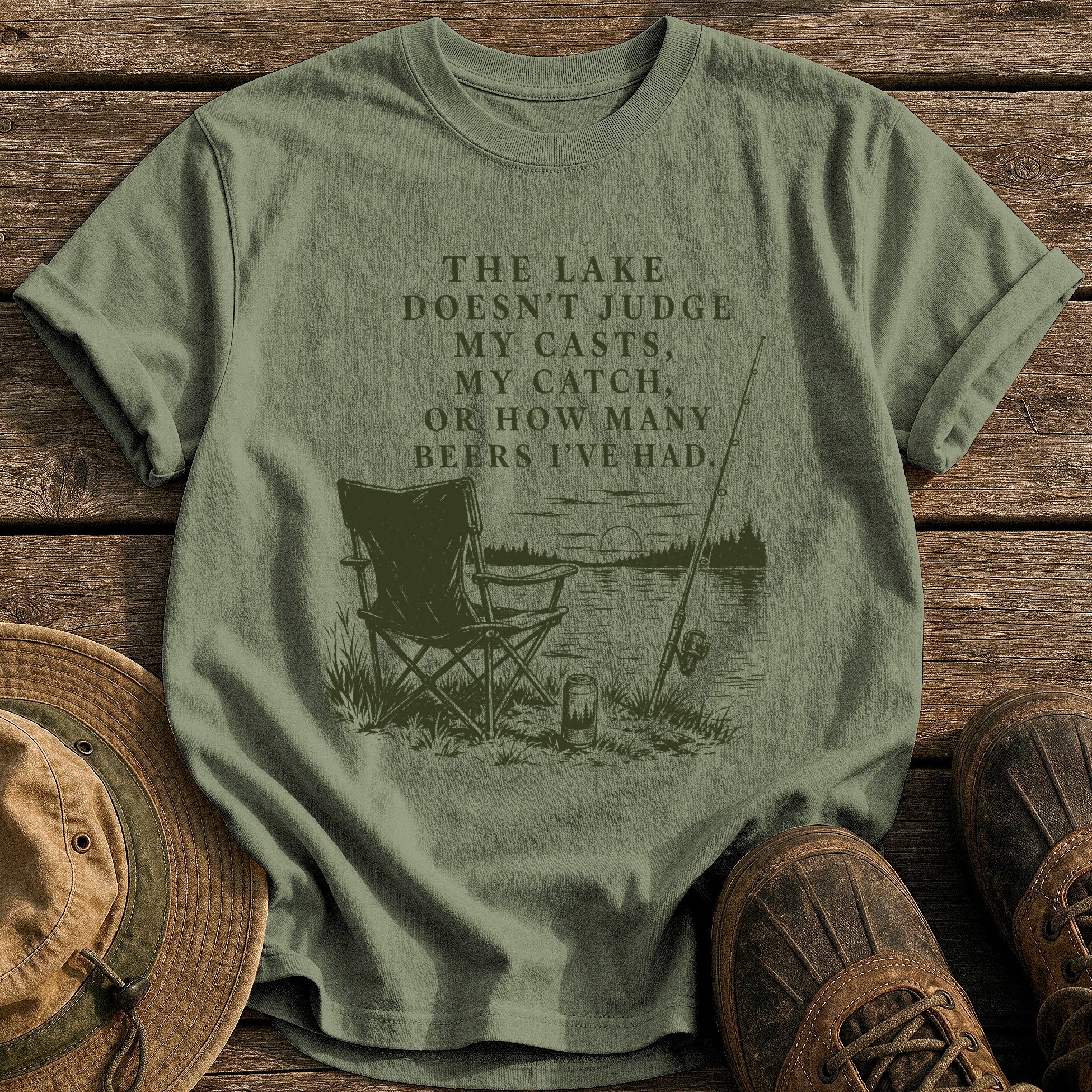 The Lake Doesn't Judge tee - Sage - front