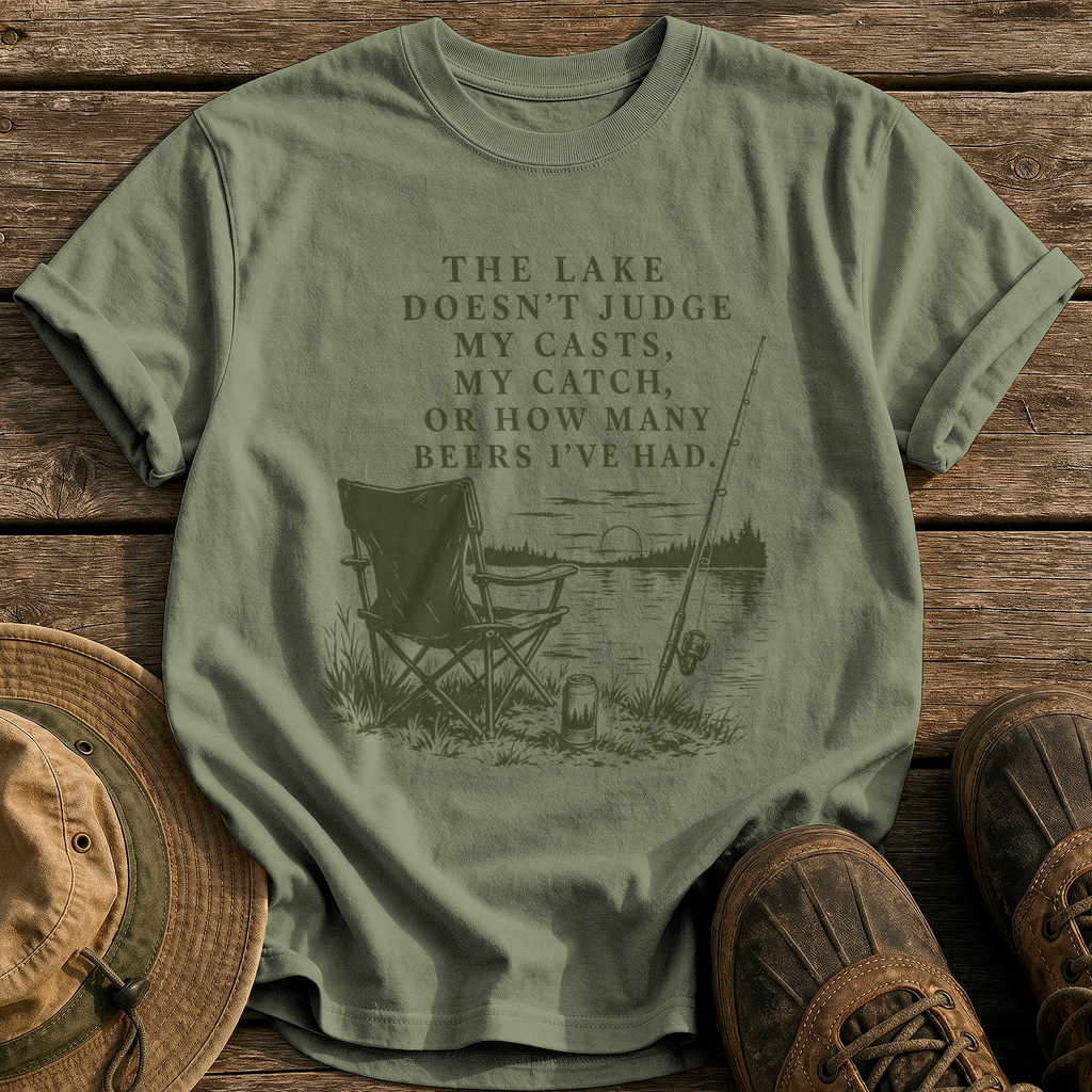 The Lake Doesn't Judge tee - Sage - front