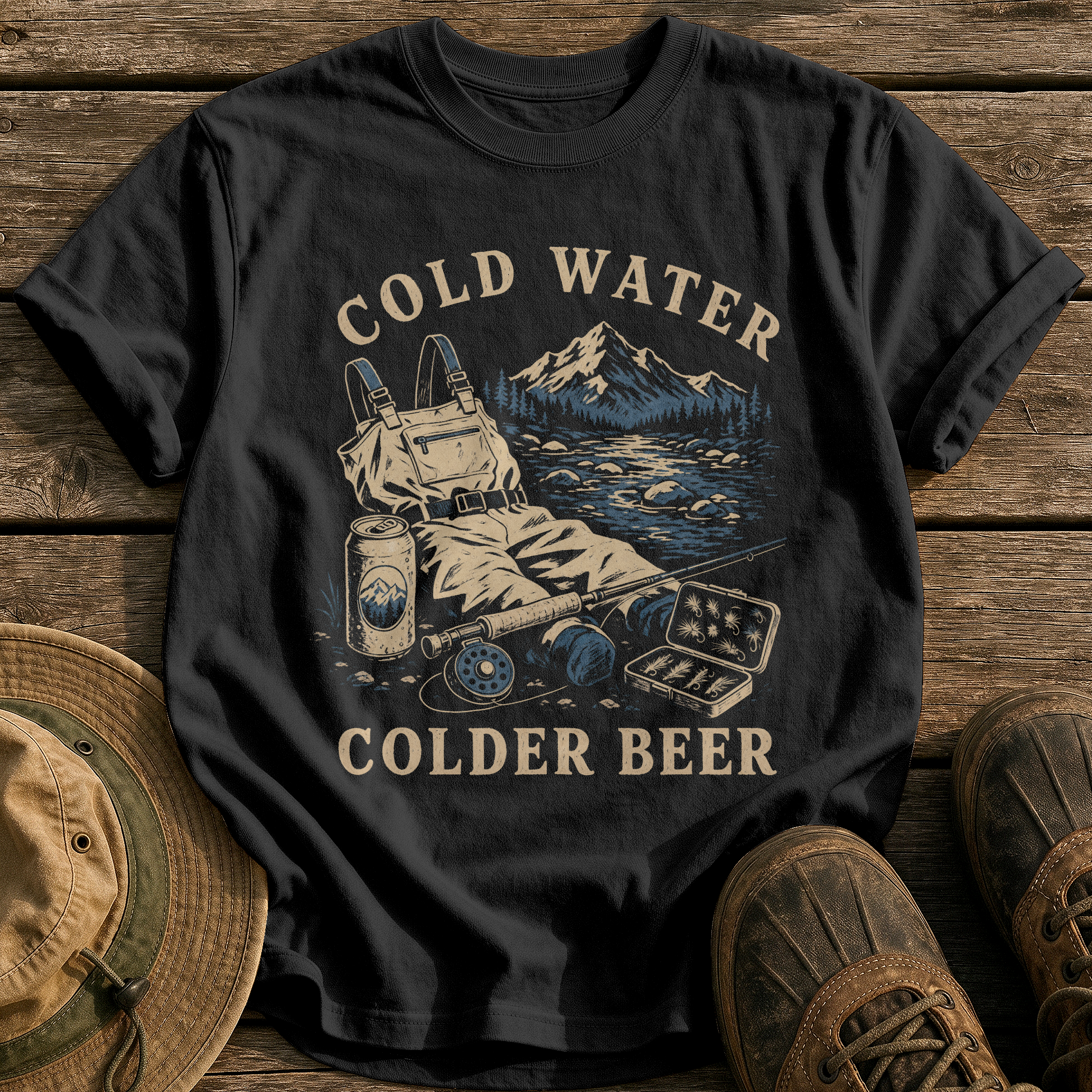 Cold Water, Colder Beer tee - Black - front