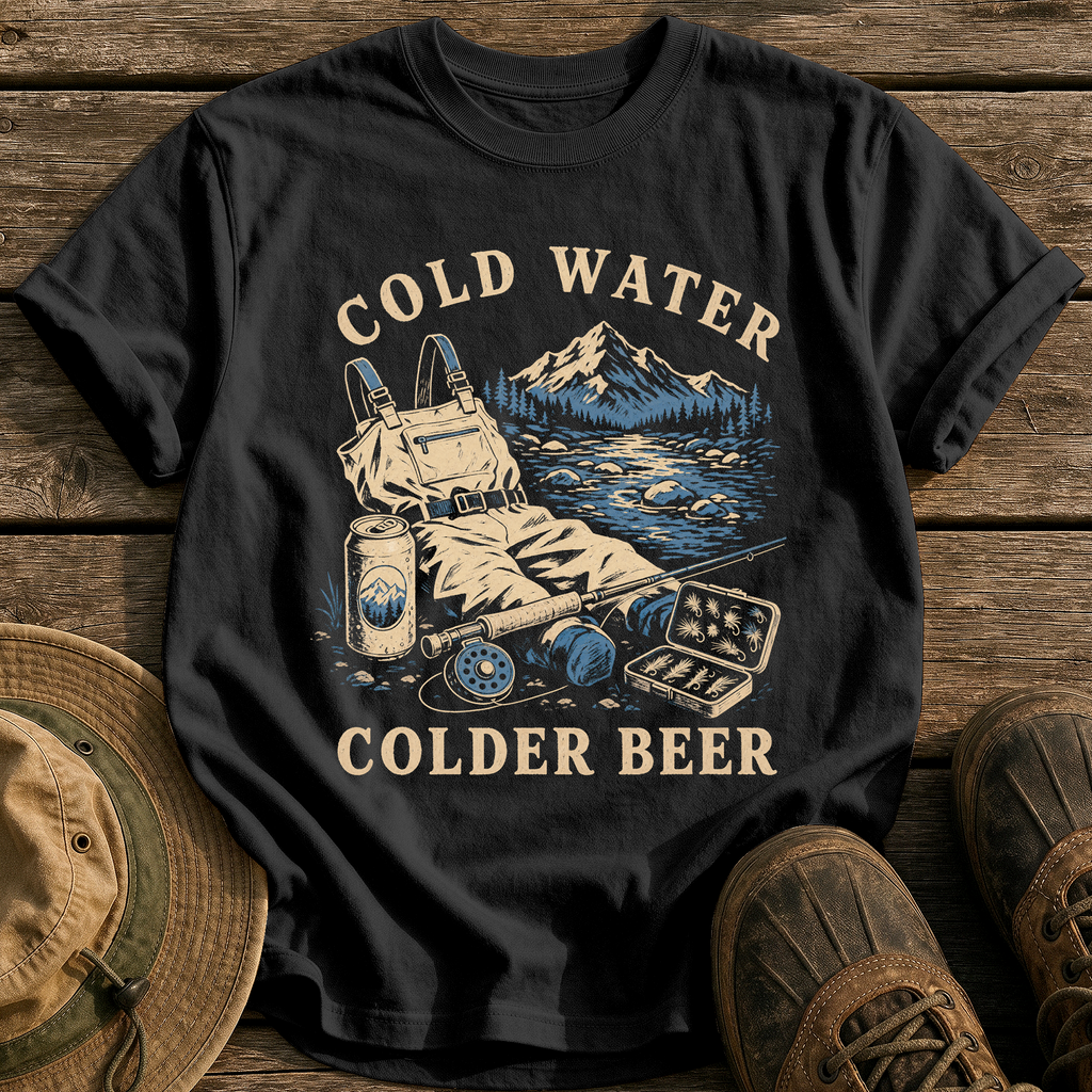 Cold Water, Colder Beer tee - Black - front