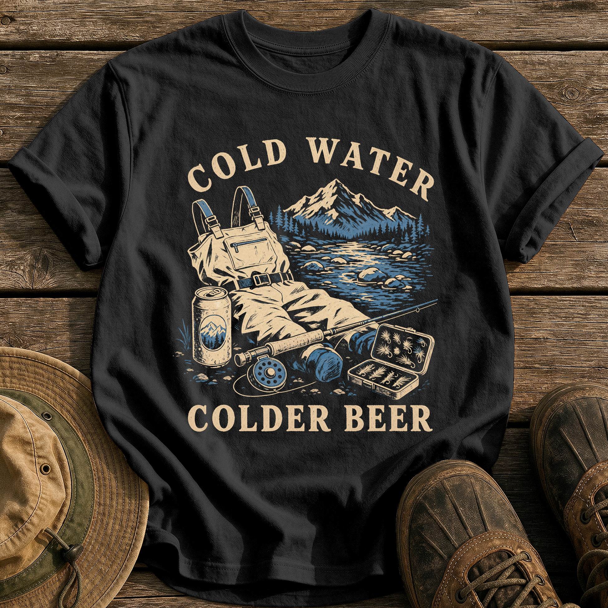Cold Water, Colder Beer tee - Black - front