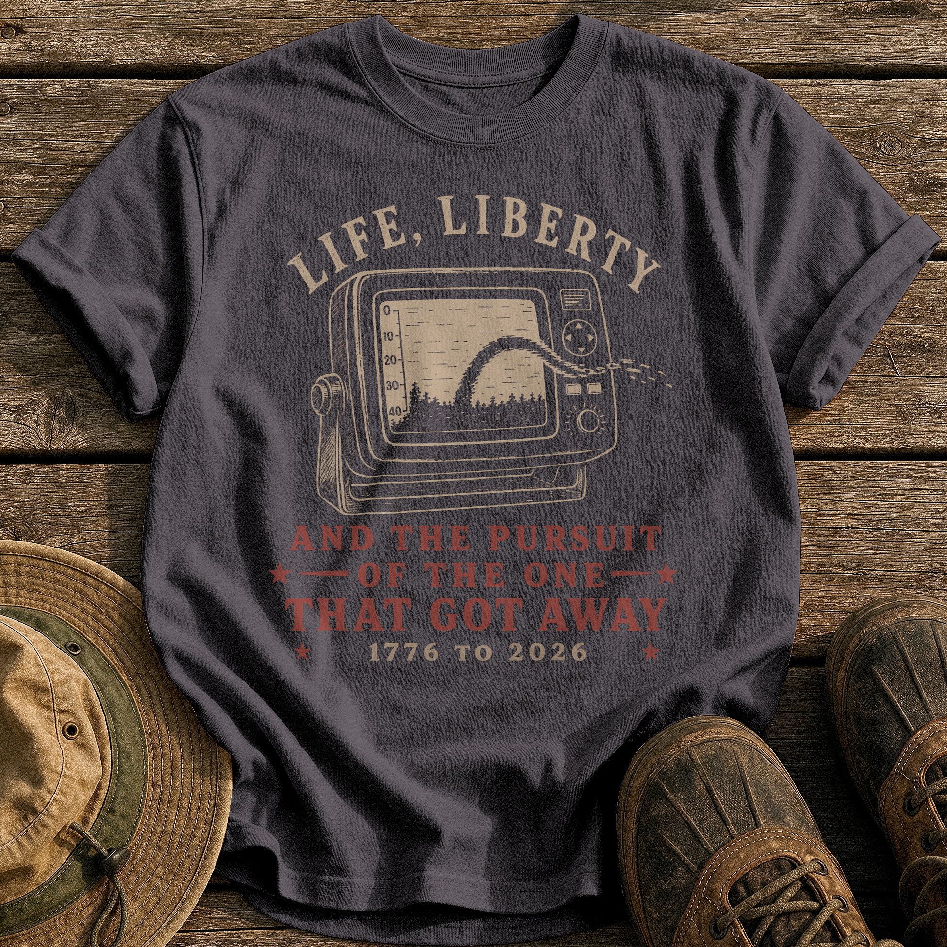 Life, Liberty & the Pursuit tee - Graphite - front