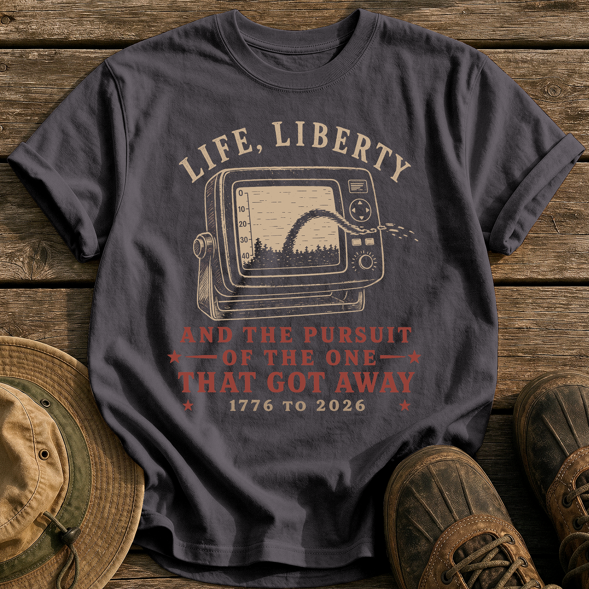 Life, Liberty & the Pursuit tee - Graphite - front