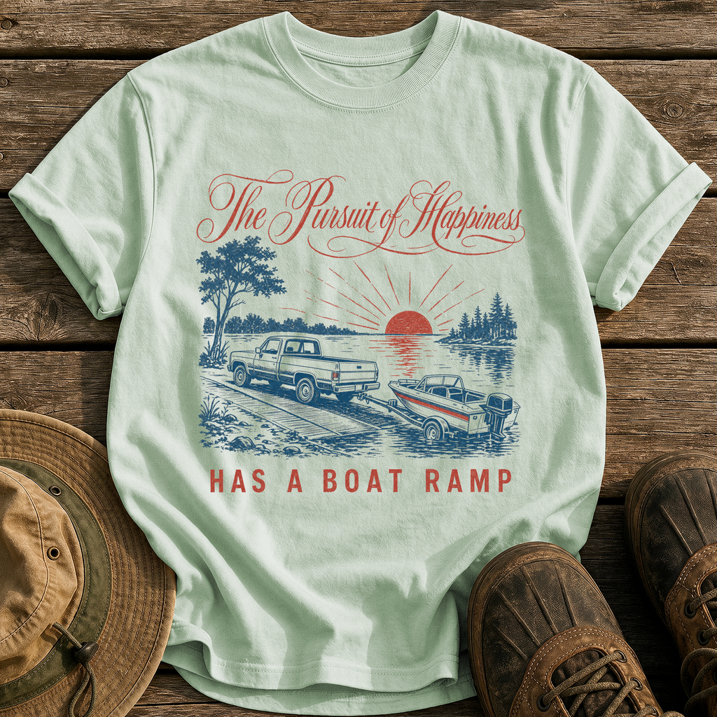 Happiness Has a Boat Ramp tee - Bay - front