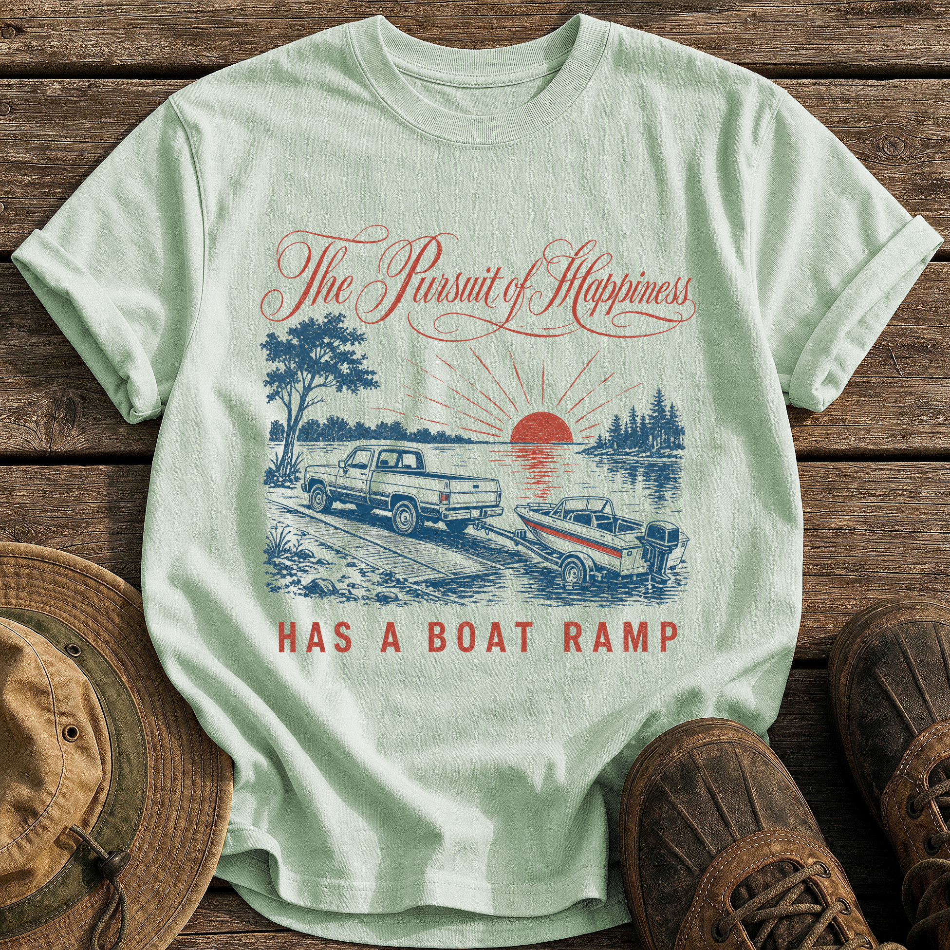 Happiness Has a Boat Ramp tee - Bay - front